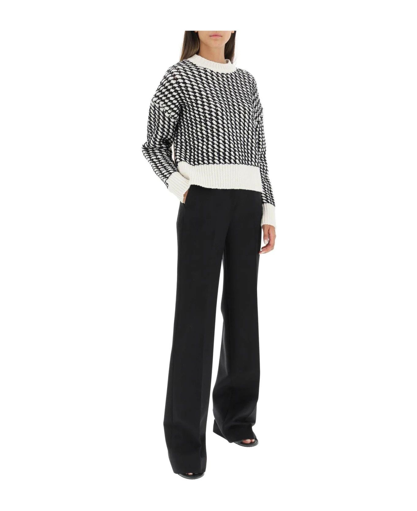 Bottega Veneta o1y0725 Crewneck Sweater in Black/White Size M / US 6-8 / IT 42-44 - 5 Thumbnail