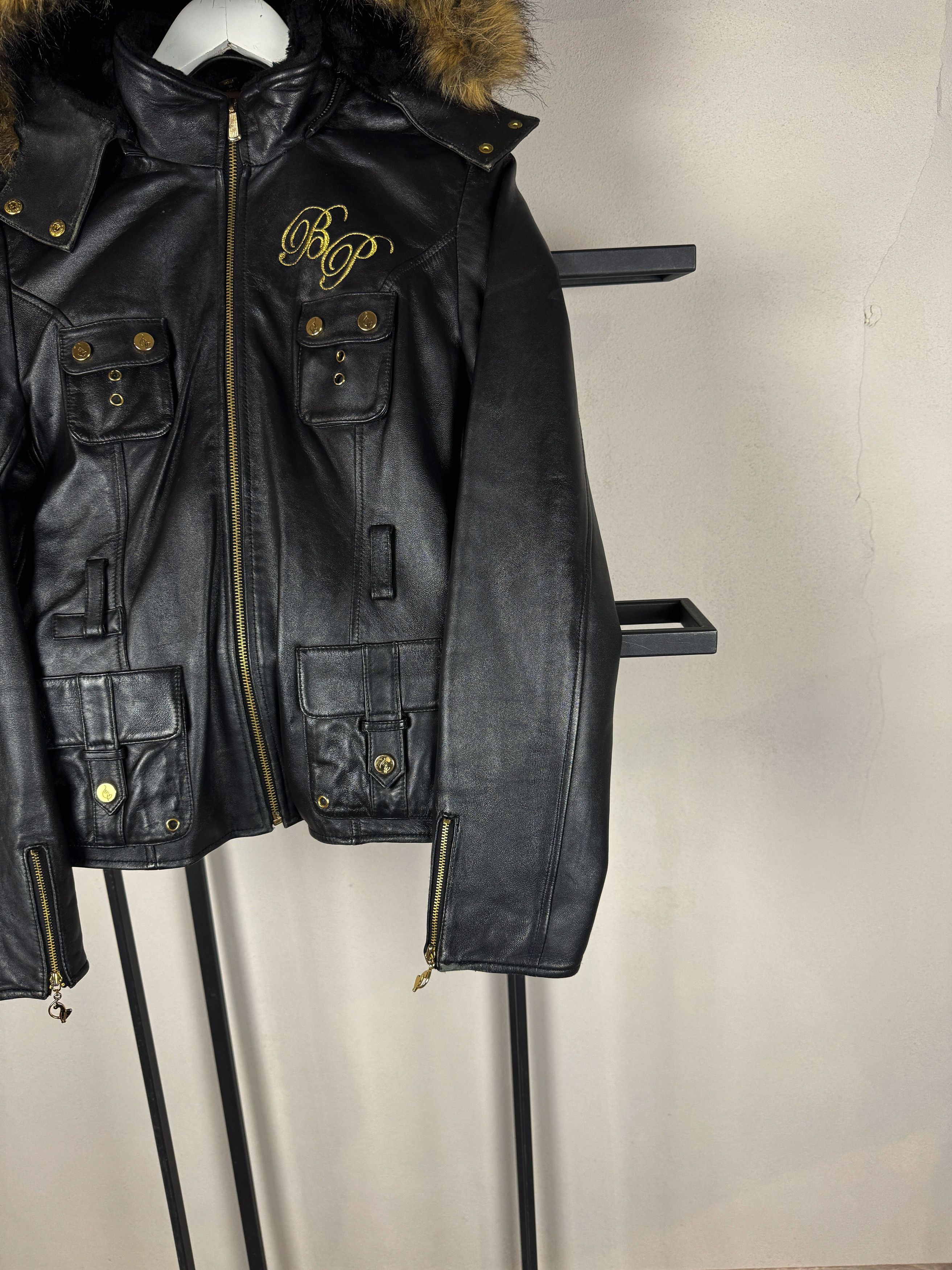 Other Y2K Leather Jacket Fur Hood Utility Vintage Archive Style Size US S / EU 44-46 / 1 - 5 Thumbnail