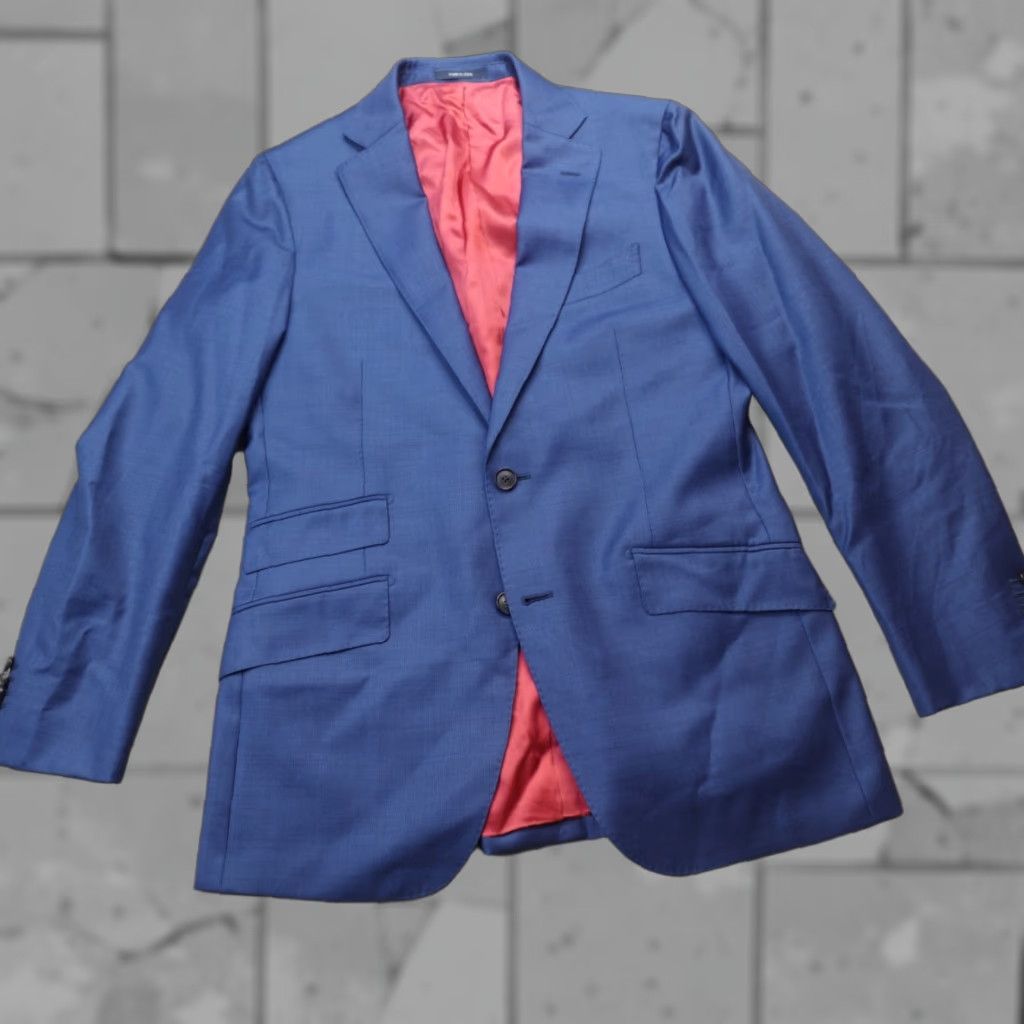 Suitsupply Suitsupply Mens Jacket 38R Blue Wool Single-Breasted Notch Lapel Double-Vented Two-Button Front Tuxedo Style Jacket Coat Size 38R - 1 Thumbnail