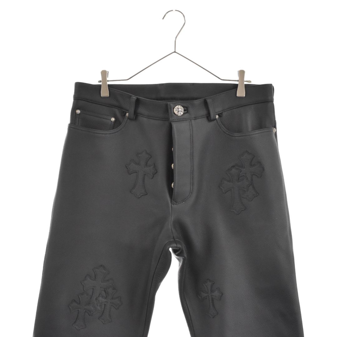 Pre-owned Chrome Hearts Grail  Leather Pants Crosspatch In Black