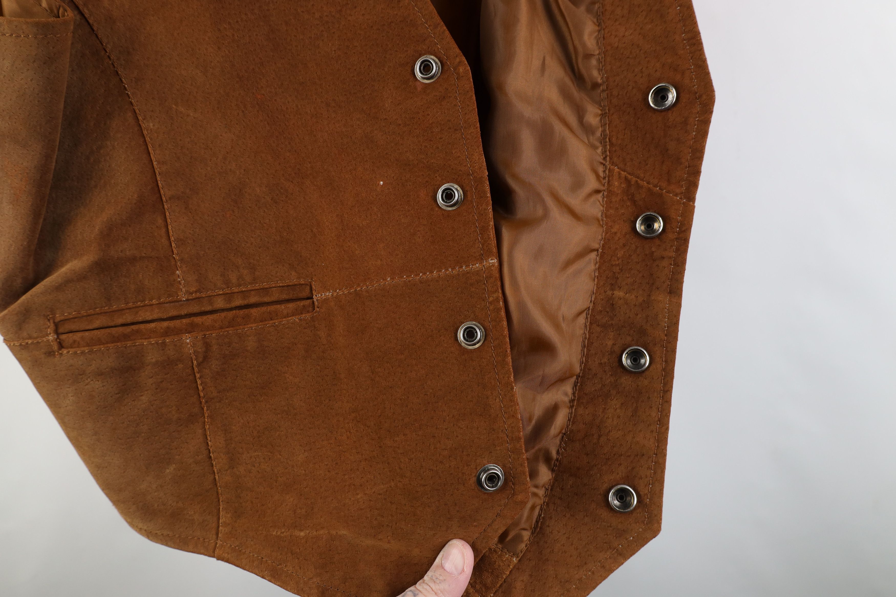 Vintage Vintage 90s Streetwear Leather Buckle Back Vest Jacket Brown Size US XL / EU 56 / 4 - 10 Thumbnail