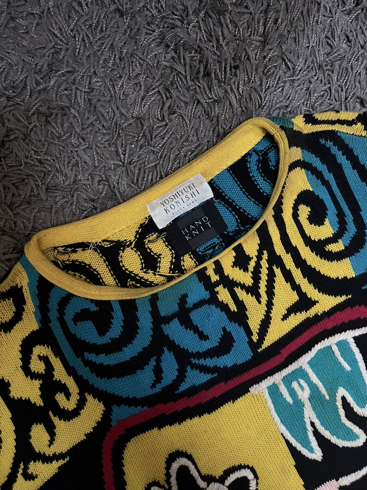 Yoshiyuki Konishi 1990s hand knit bold abstract artwork #D1 Size US L / EU 52-54 / 3 - 6 Thumbnail
