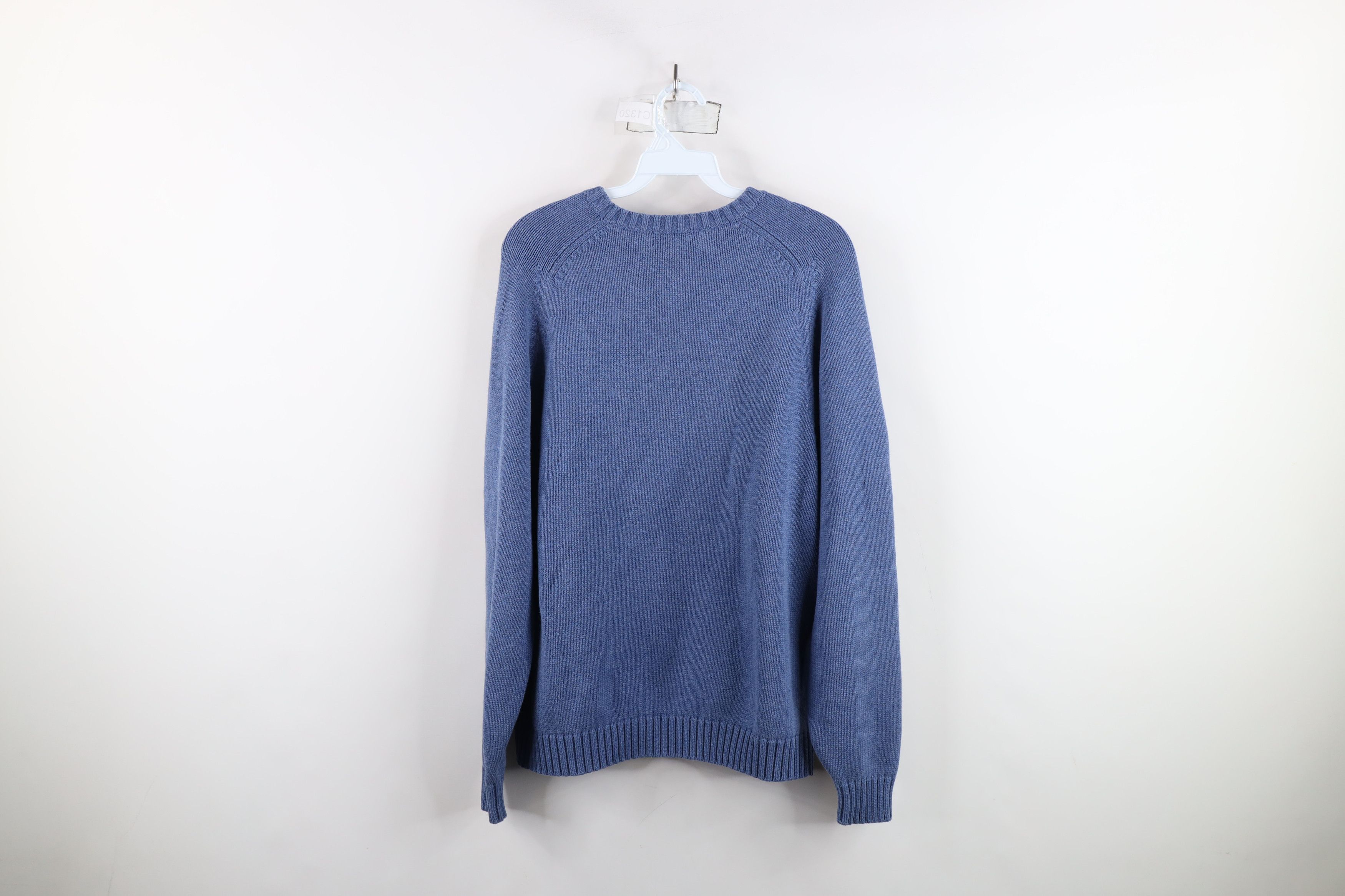 Lands' End × Vintage Vintage 90s Lands End Blank Cotton Knit Sweater Blue Japan Size L / US 10 / IT 46 - 8 Thumbnail