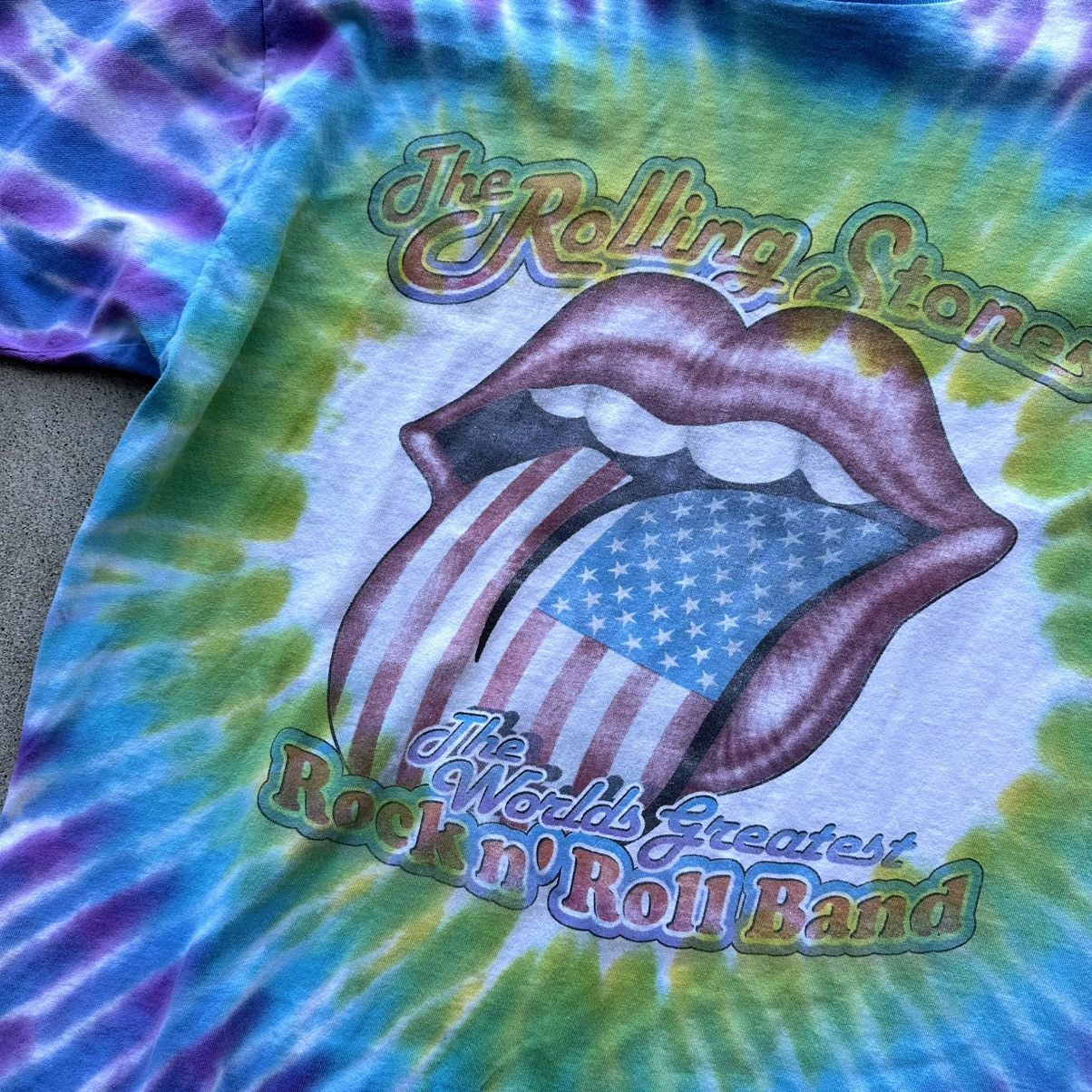Band Tees × The Rolling Stones × Vintage Vintage Rolling Stones Band Tea 90S Single Stitch Tye Dye Size US XL / EU 56 / 4 - 3 Thumbnail