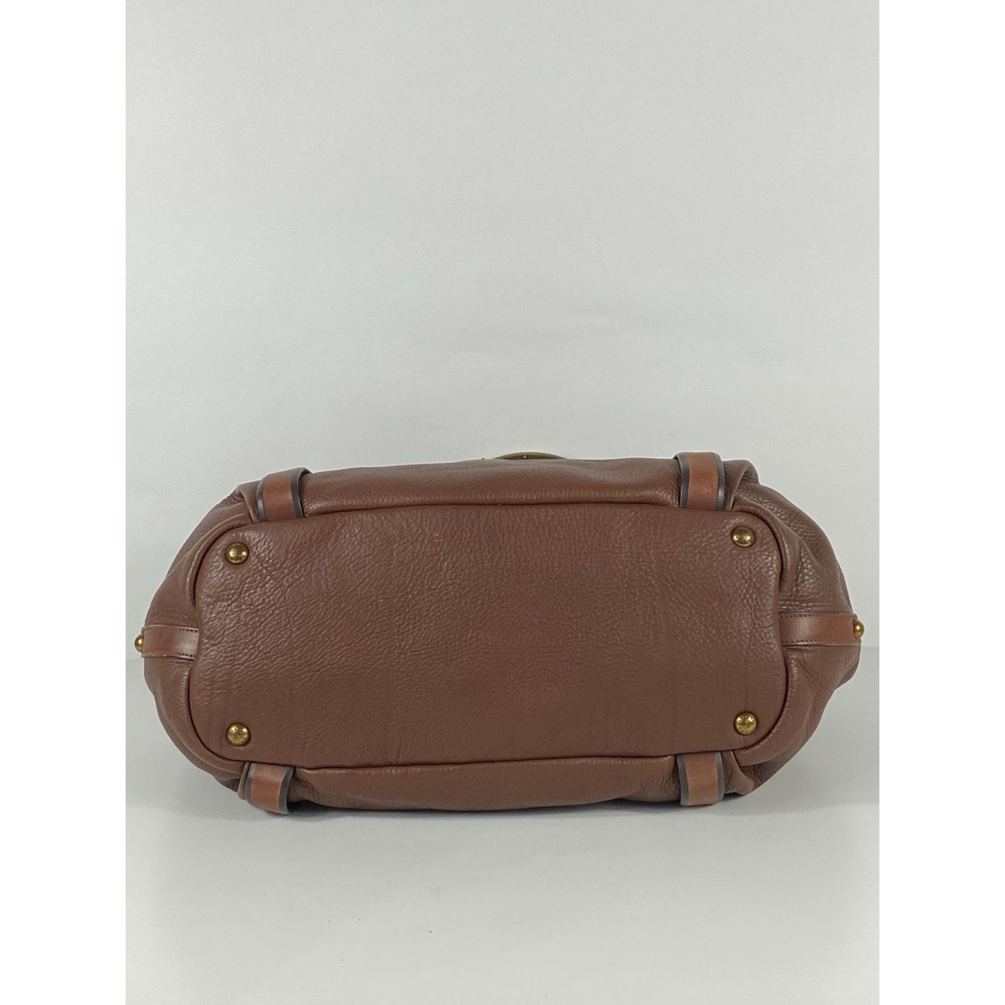 Prada Prada Brown Leather Shoulder Hand Bag w/ Gold Hardware Women Size ONE SIZE - 5 Thumbnail