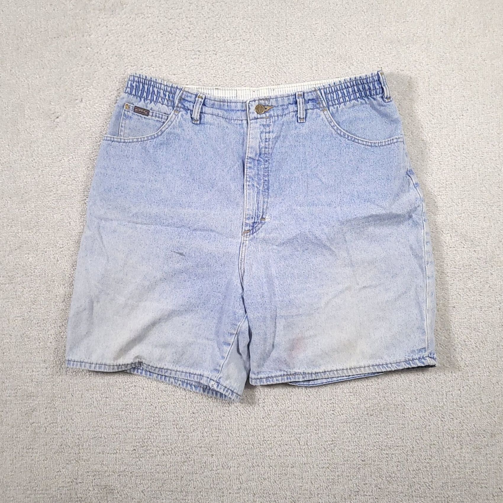 Lee VTG Lee Rider Jean Shorts Womens 20W Medium High Rise Light Blue Faded Stained Bermuda Shorts Jeans Size 42" / US 20 - 2 Thumbnail