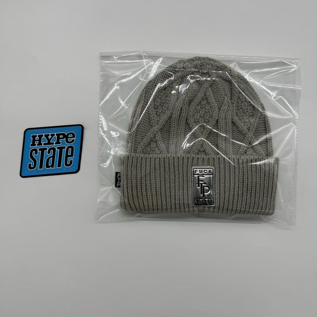 Fuck The Population FTP Big Body Cable Knit Beanie Gray Size ONE SIZE - 1 Thumbnail
