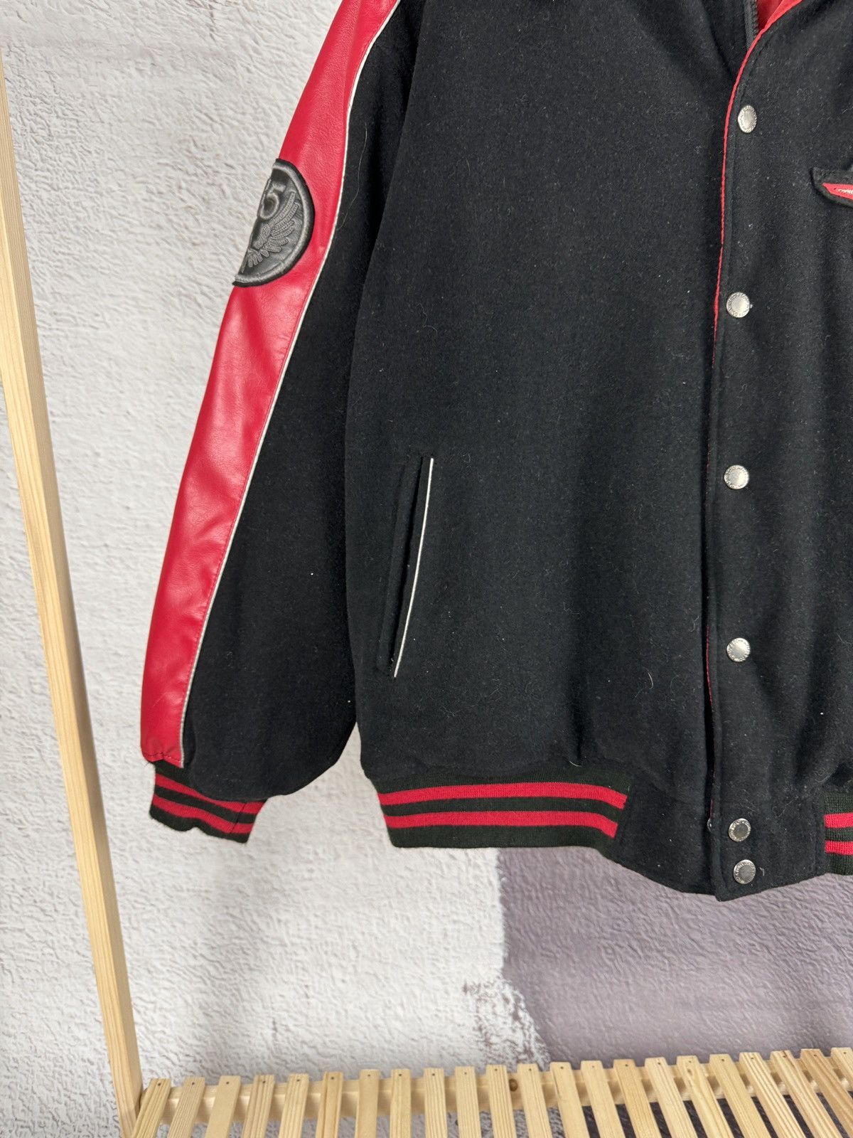Vintage Down Impact USA reversible wool leather monogram bomber jckt Size US L / EU 52-54 / 3 - 7 Thumbnail