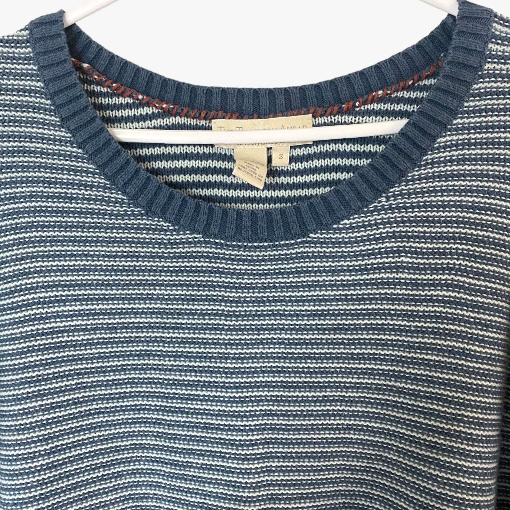 The Territory Ahead The Territory Ahead Pullover Sweater Womens Small Blue White Striped Long Sleeve Knitted Knit Acrylic Cotton Pullover Sweatshirt Size S / US 4 / IT 40 - 5 Thumbnail