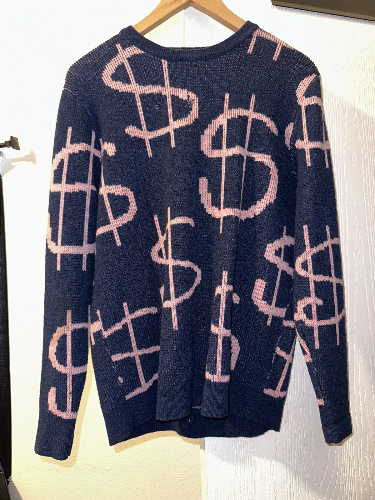 image of Size M Stussy Knit Crewneck Sweater in Navy, Men's