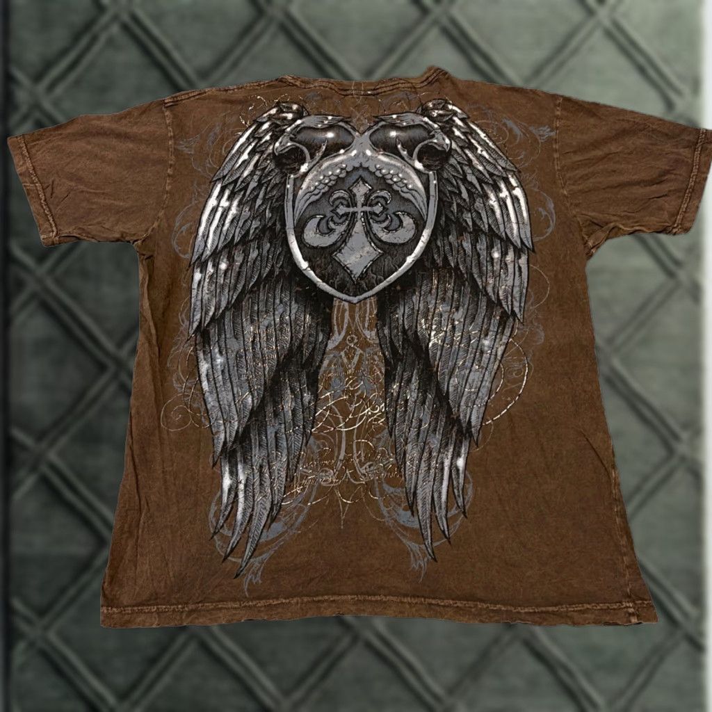 Affliction VINTAGE Affliction T-Shirt Mens M Brown Cyber Grunge Goth Skater Punk Angel Wings 90s Size US M / EU 48-50 / 2 - 1 Thumbnail