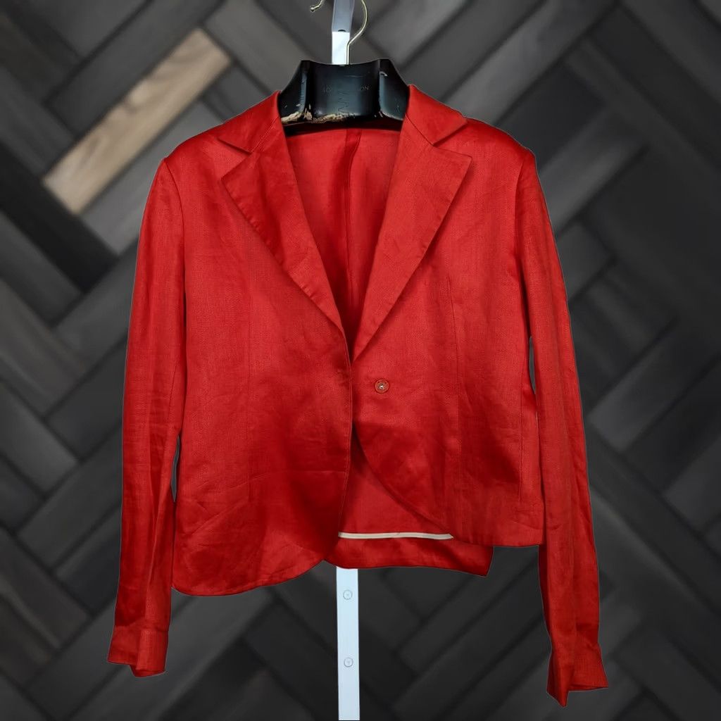 Yohji Yamamoto Yohji Yamamoto Blazer Jacket Red Cropped Silk Asymmetric Size 1 Japan Women Size XS / US 0-2 / IT 36-38 - 1 Thumbnail