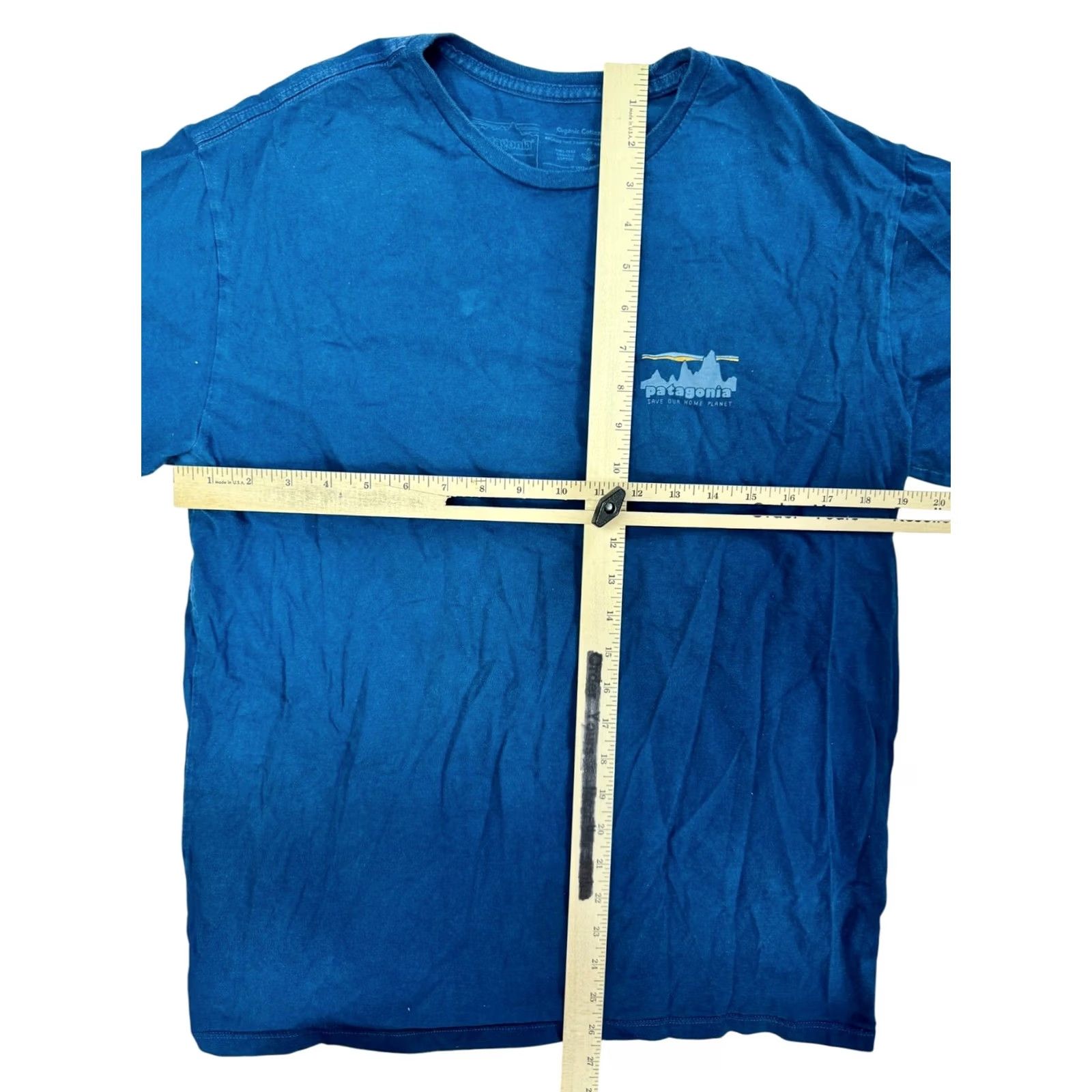 Patagonia VINTAGE Patagonia Men's T-Shirt Short Sleeve Blue Organic Cotton Save Our Home Planet Logo Graphic Print 100% Cotton Regular Fit Mens Size US L / EU 52-54 / 3 - 3 Thumbnail