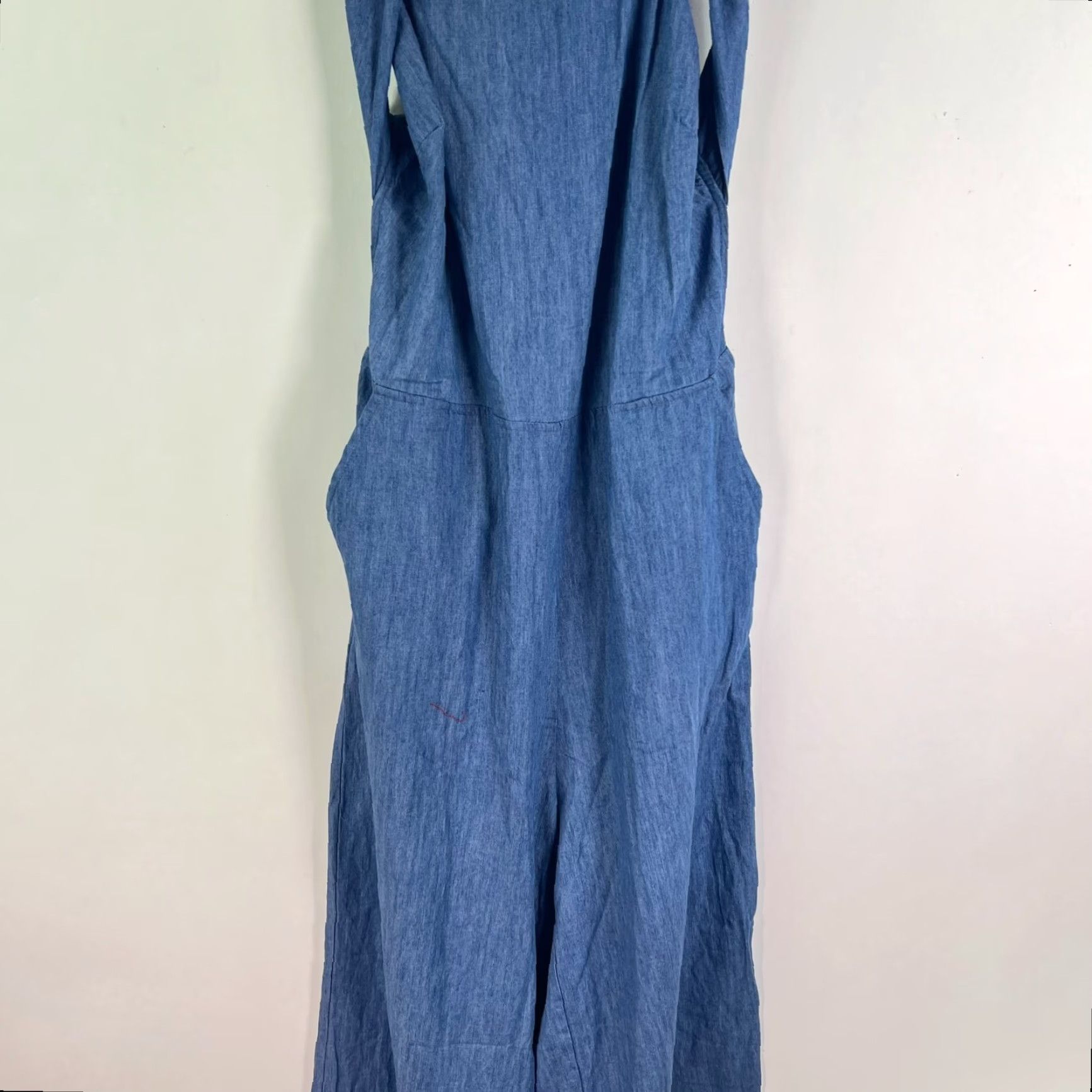 Bebe VINTAGE bebe Summer Jumpsuit Women Size M Blue Sleeveless Flared Cotton Flare Pantsuit Shirt Dress Size 32" / US 10 / IT 46 - 3 Thumbnail
