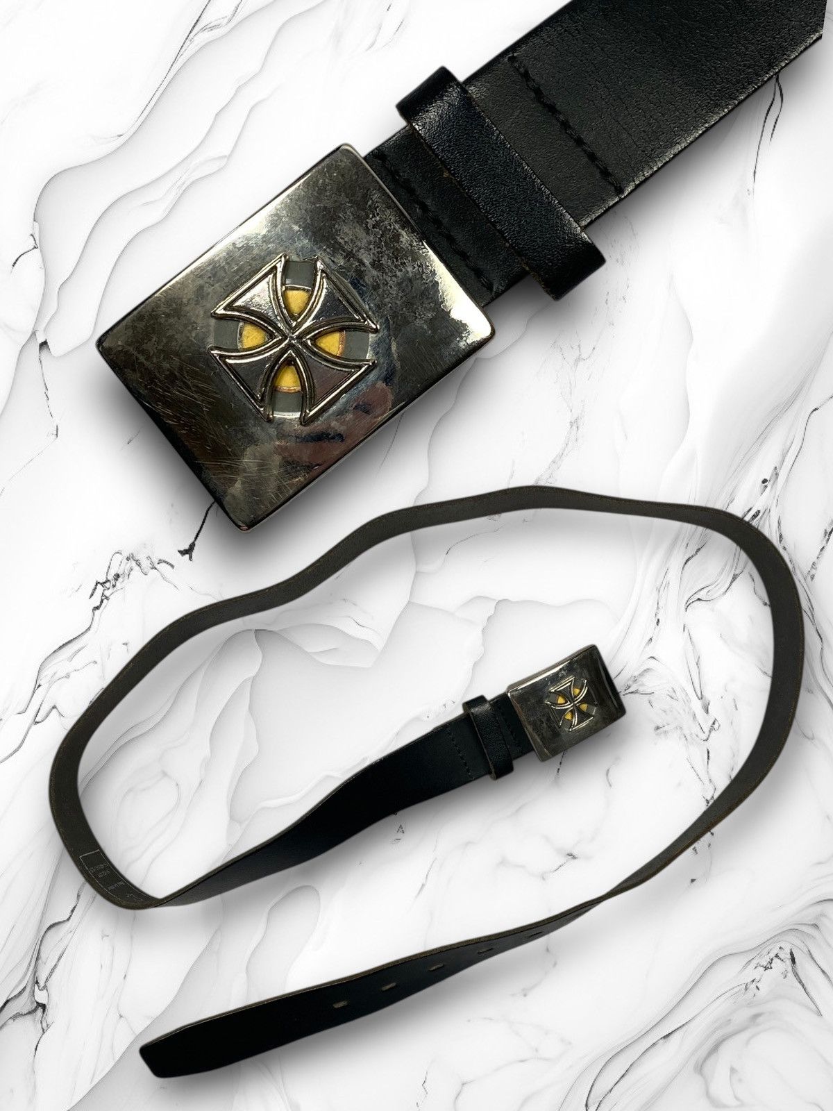 Other Gothic Biker Leather Belt Iron Cross Maltese Punk Rock Style Size ONE SIZE - 1 Thumbnail