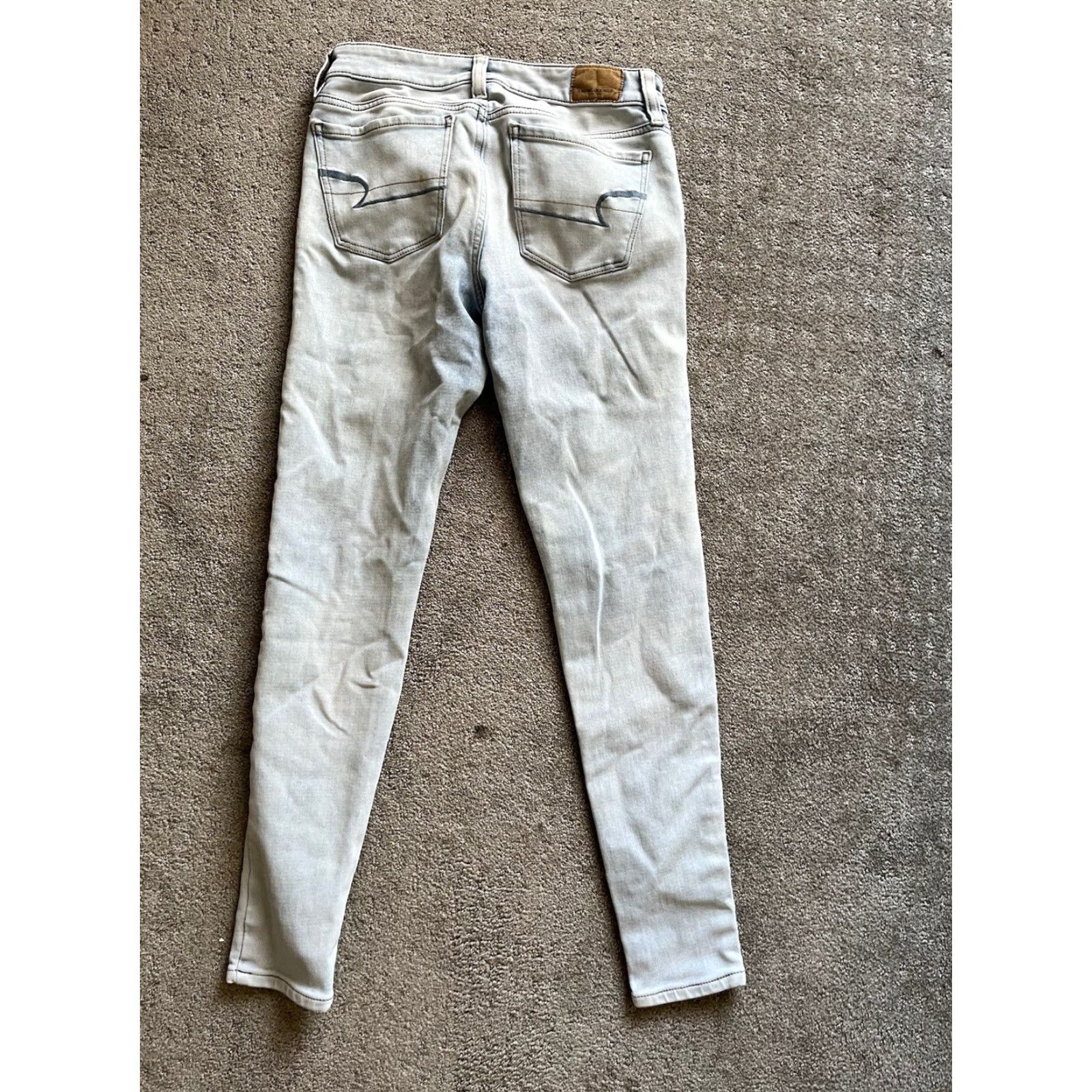American Eagle Outfitters American Eagle Blue Super Stretch X4 Hi-Rise Jegging Pants 0 Wash Distress Women Jeans Size 25" / US 0 / IT 36 - 3 Thumbnail