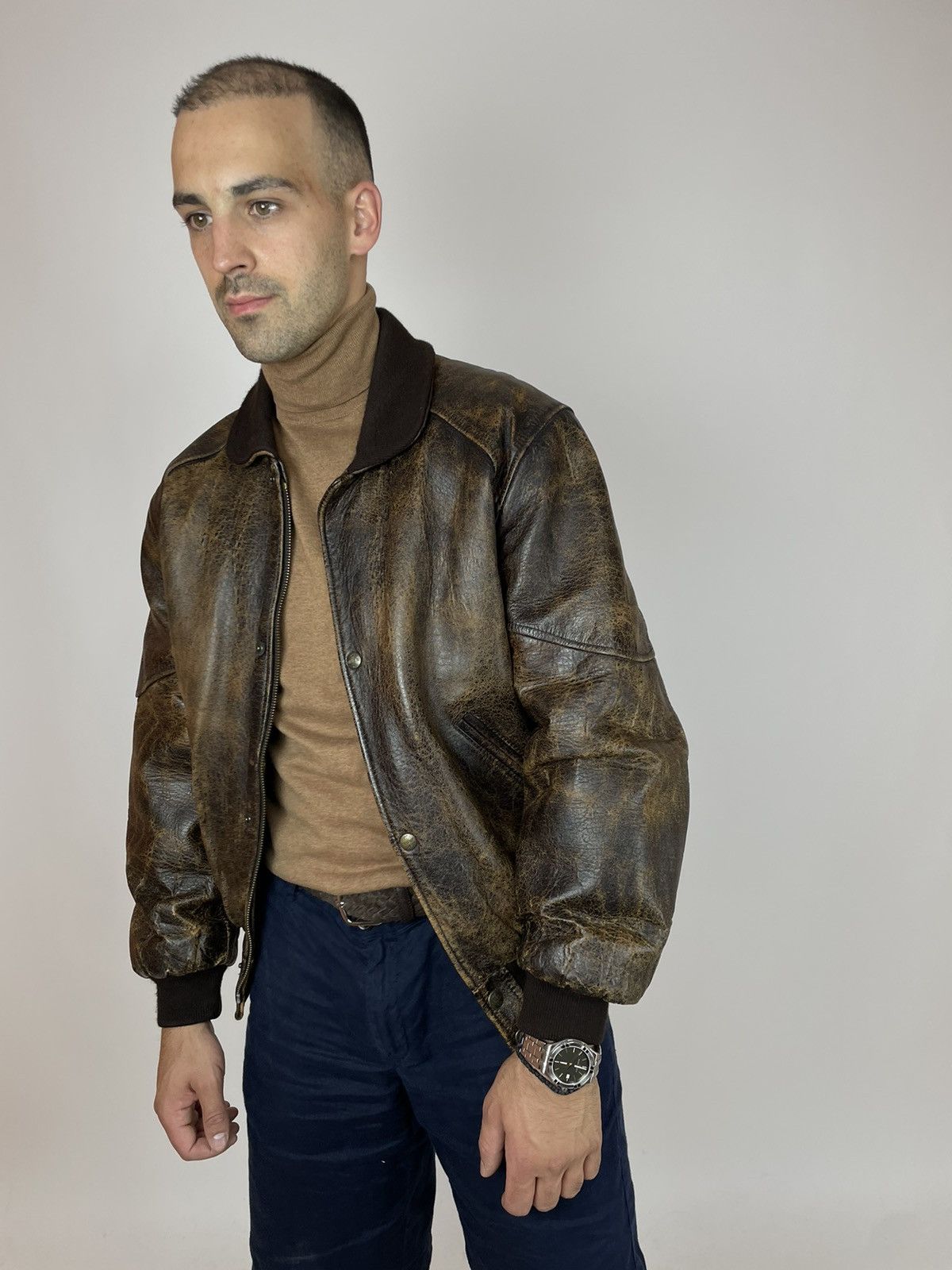 Chevignon CHEVIGNON Leather Jacket Vintage avant garde grange 90s Size US M / EU 48-50 / 2 - 9 Thumbnail