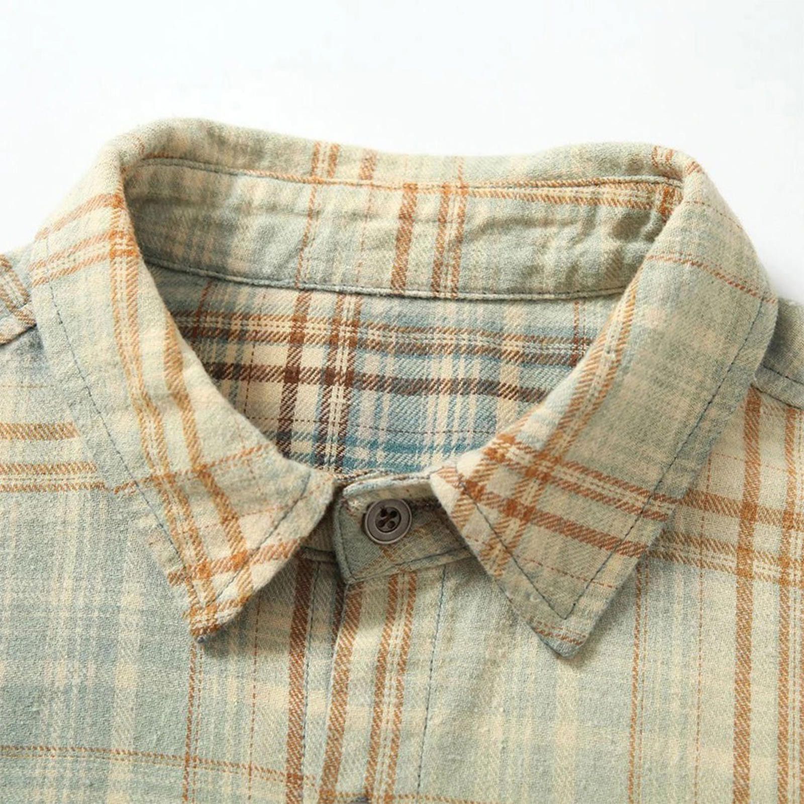 Vintage Gradient Plaid Frayed Shirt Size US L / EU 52-54 / 3 - 3 Thumbnail