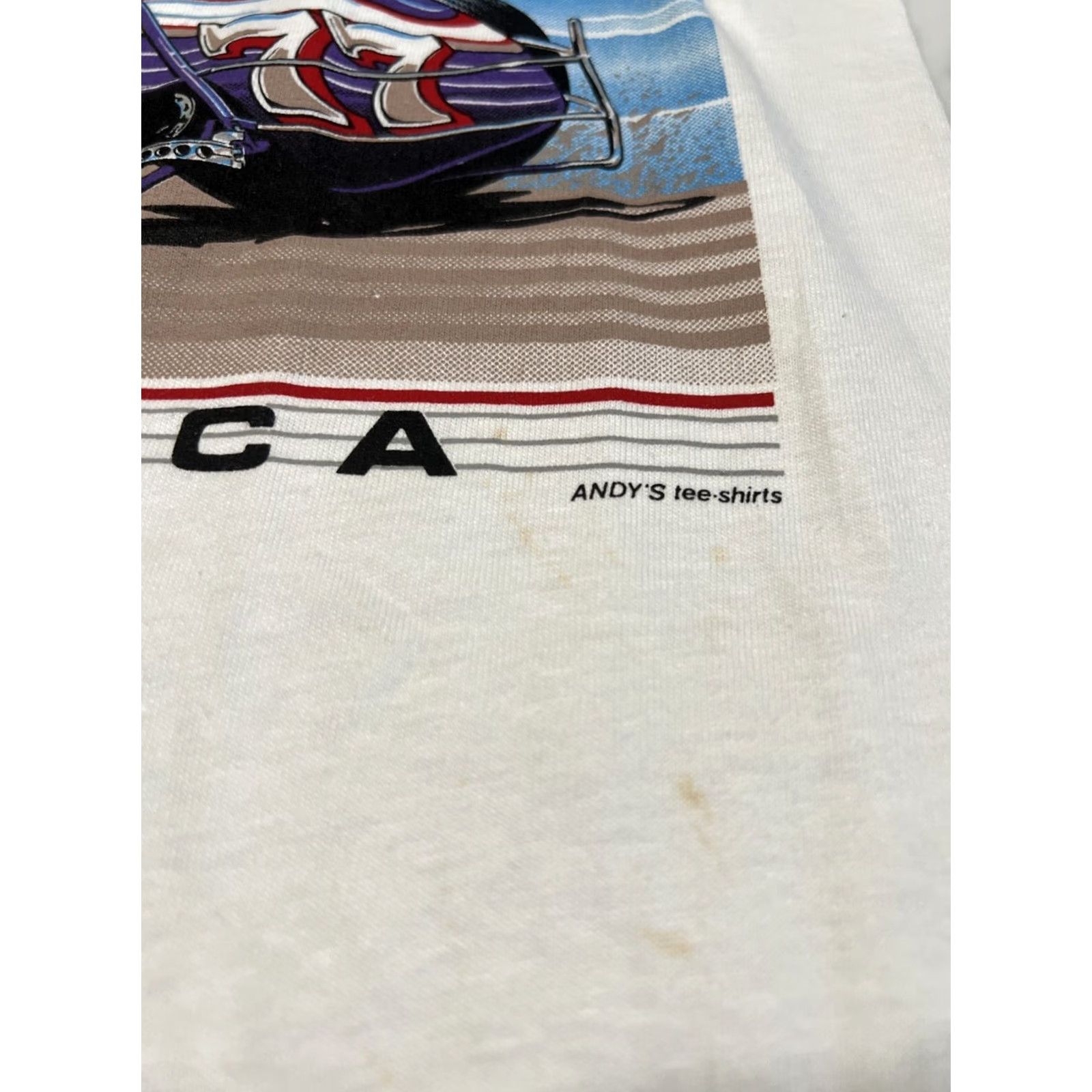 Hanes VINTAGE 80s Baylands Racing Park Fremont T Shirt Men’s Small Short Sleeve White Cotton Blend Hanes Men Rockabilly Single Stitch Dbl Size US S / EU 44-46 / 1 - 5 Thumbnail