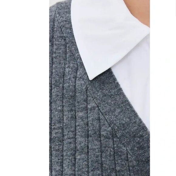 Staud NWT $295 STAUD Wallis Ribbed Cropped Cardigan Sweater Gray Size M / US 6-8 / IT 42-44 - 12 Thumbnail