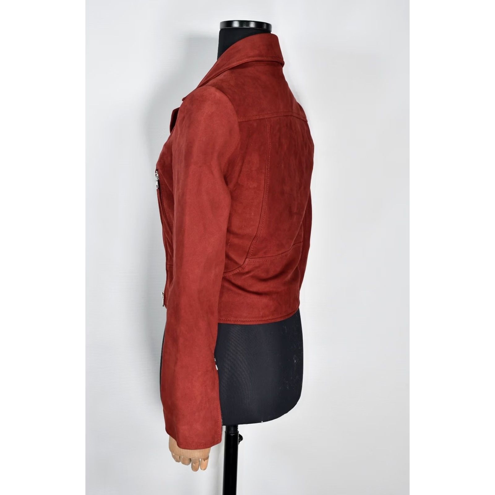 Sandro Sandro Paris Biker Real Leather Jacket Women's Burgundy US 4 / 4 Burgundy Leather Jacket Women Biker Size S / US 4 / IT 40 - 5 Thumbnail