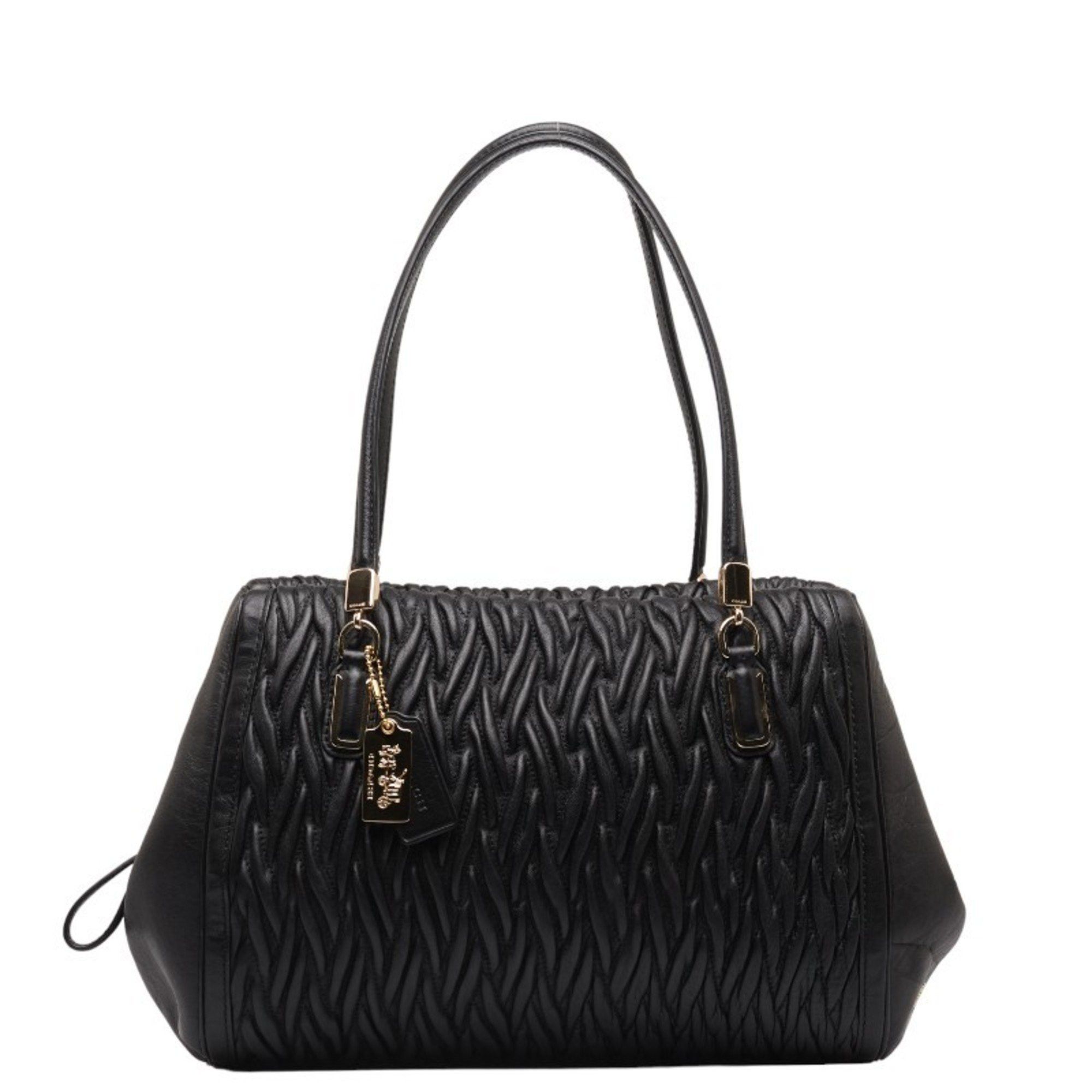 image of Coach Handbag Black Gold Leather Ladies Coach, Women's