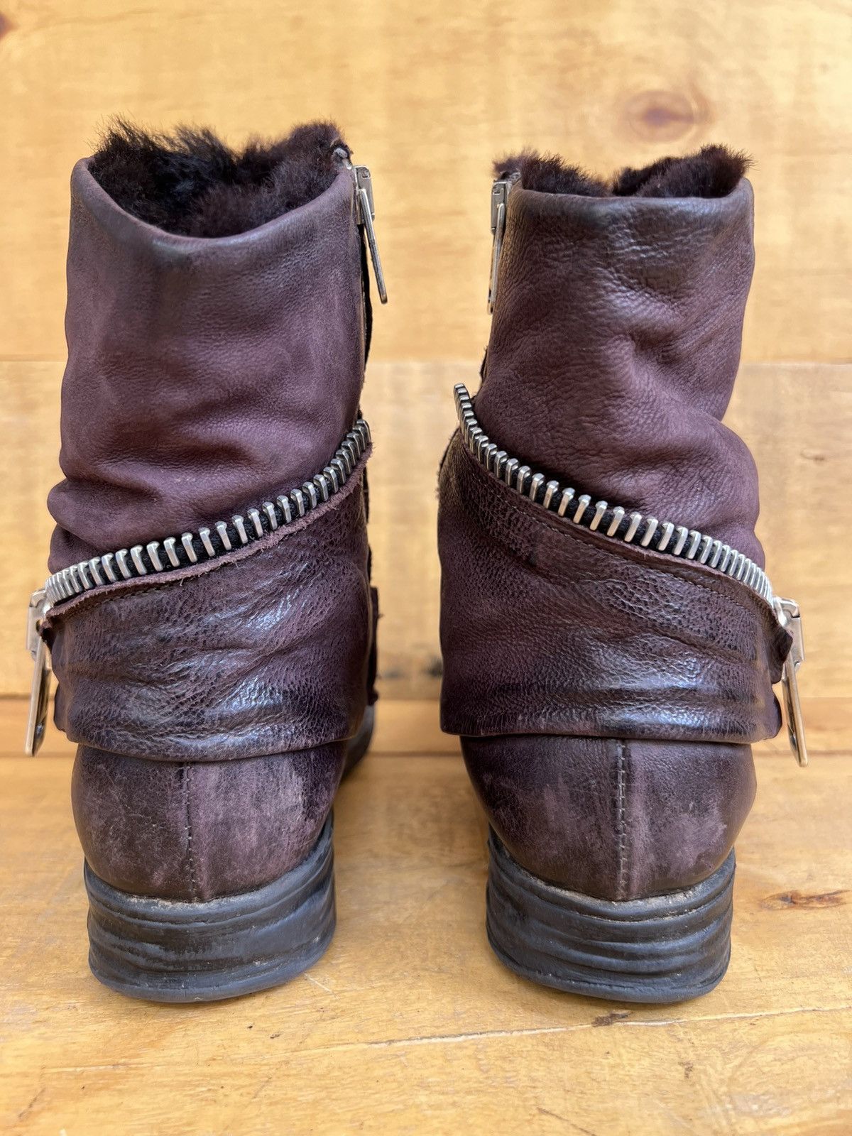 A.S.98 A.S.98 Ankle Leather boots Burgundy With Fur Inside Size US 7 / IT 37 - 8 Thumbnail