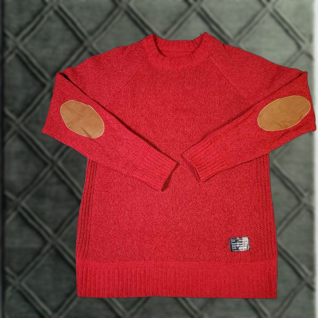 Vintage Vintage JC Fone Sweater Elbow Patch Long Sleeve Pull Over Red Knit Medium M Size US M / EU 48-50 / 2 - 1 Thumbnail