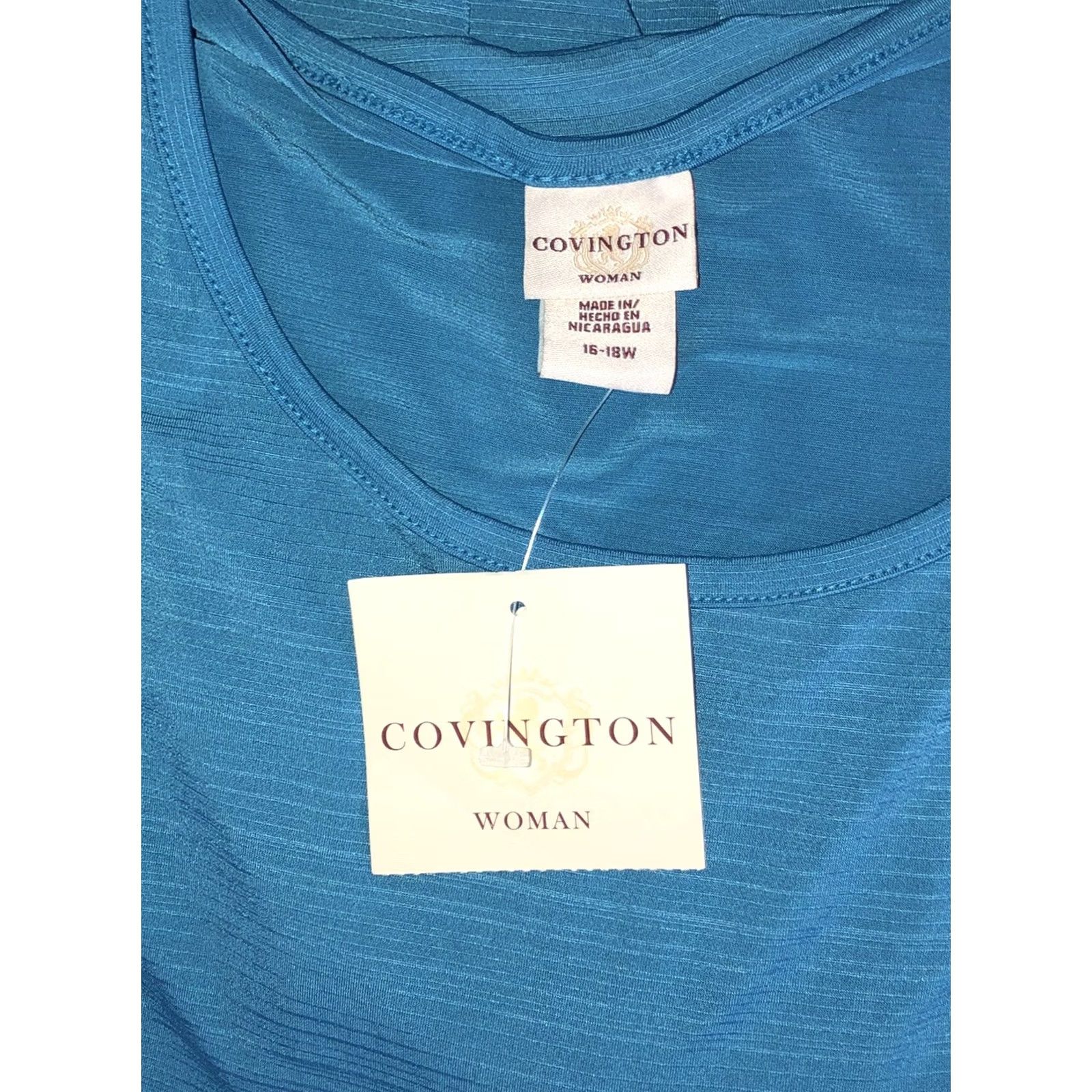 Vintage NWT Covington slinky Tee Top 16/18W Blue Scoop Neck Short Sleeve Womens Shirt Size XXL / US 16-18 / IT 52-54 - 4 Thumbnail