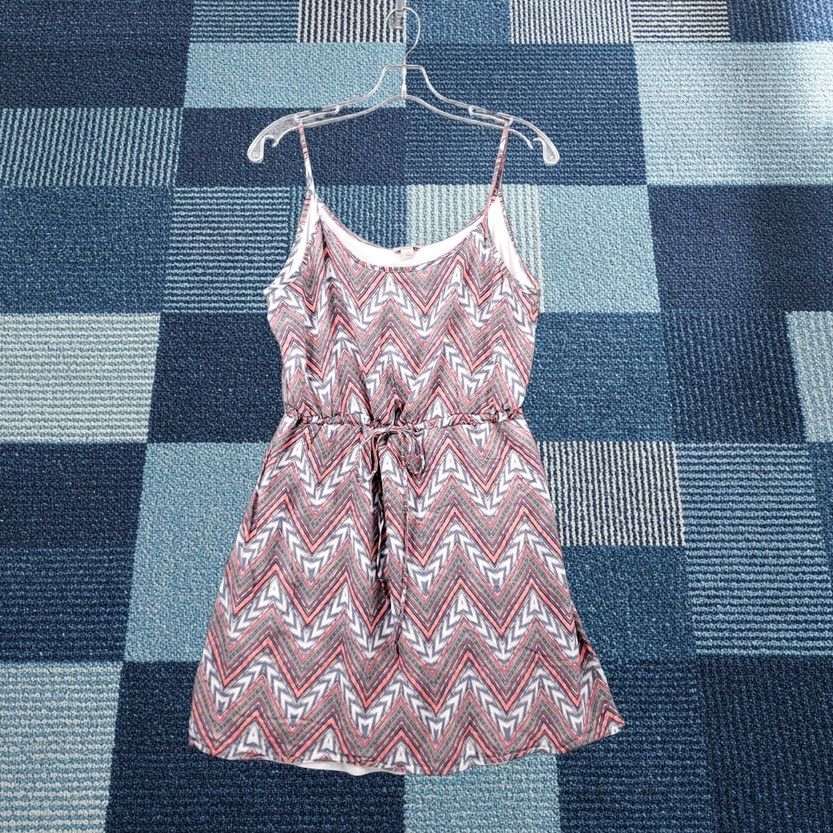 Vintage Pixley Dress Women Medium Orange Blue Mini Chevron Tie Waist Sleeveless Size M / US 6-8 / IT 42-44 - 1 Thumbnail