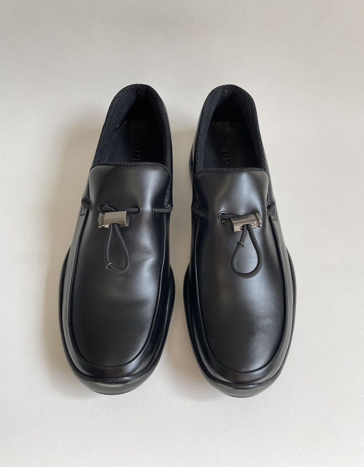 Prada Black Leather ‘Bunjee Cord’ Loafers Size US 9 / EU 42 - 1 Thumbnail