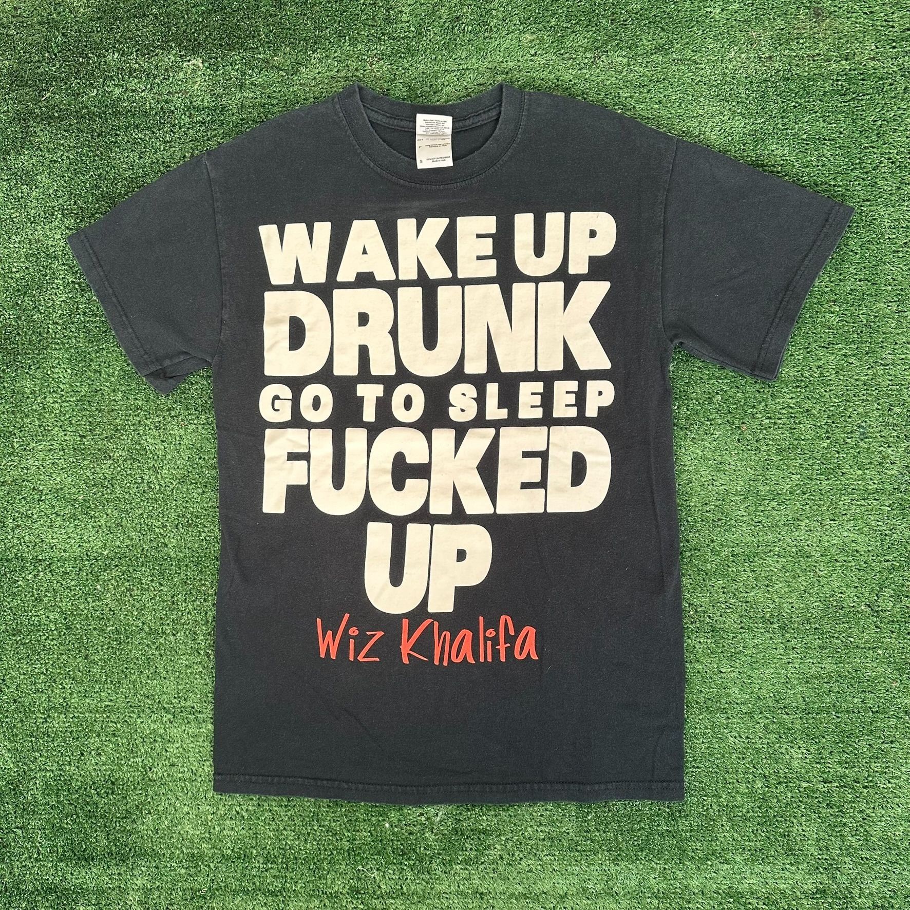 Wiz Khalifa Vintage Y2K Wiz Khalifa Wake Up Drunk T-Shirt Party Rap Blac Size US S / EU 44-46 / 1 - 1 Thumbnail