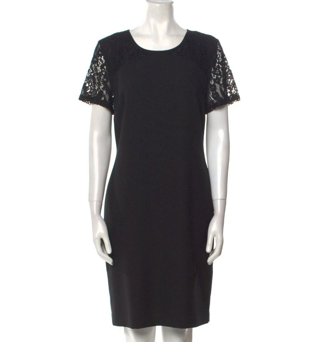 Karl Lagerfeld Short Sleeve Scoop Neck Black Lace Shift Dress | Grailed