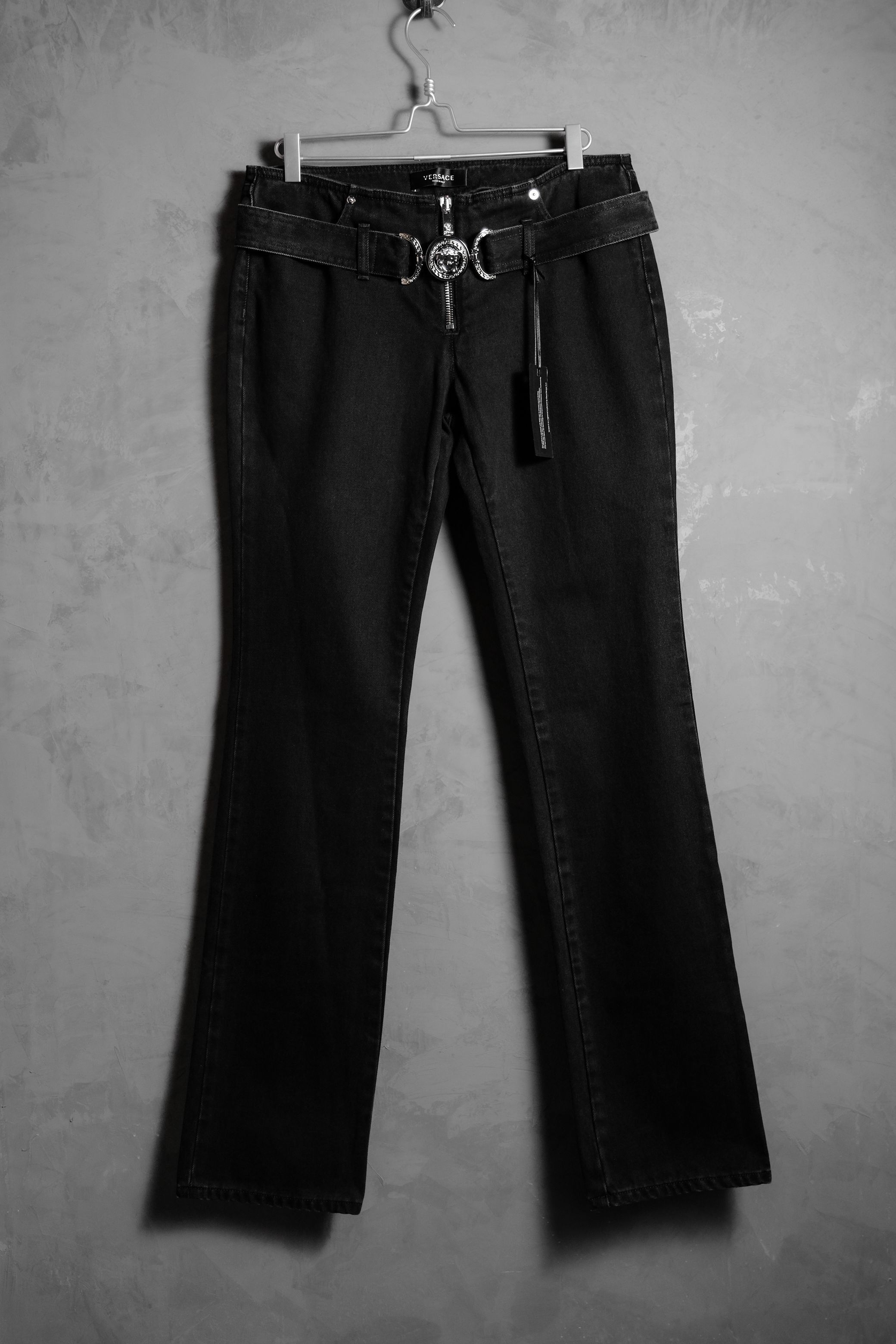 Versace VERSACE Medusa Belted Black Denim Jeans Size 30" / US 8 / IT 44 - 2 Thumbnail