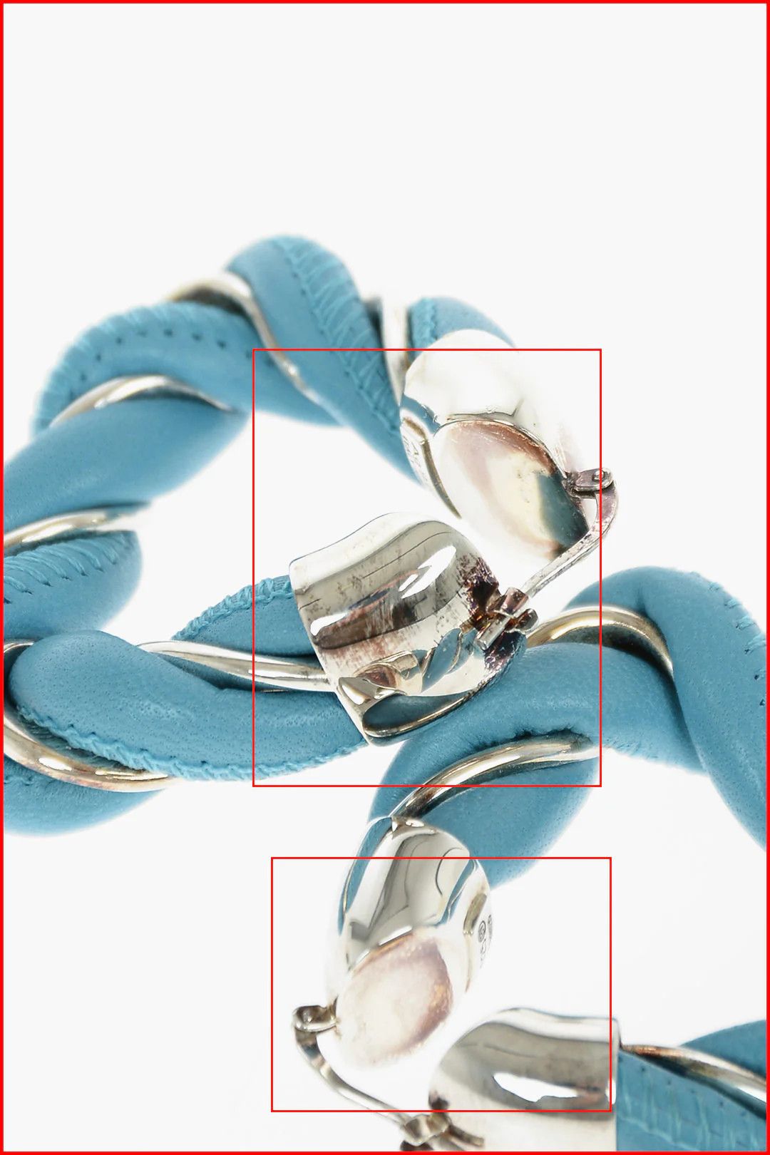 Bottega Veneta og1mm0426 Size: OS / Woven Leather Triangle Earrings in Blue Size ONE SIZE - 4 Thumbnail