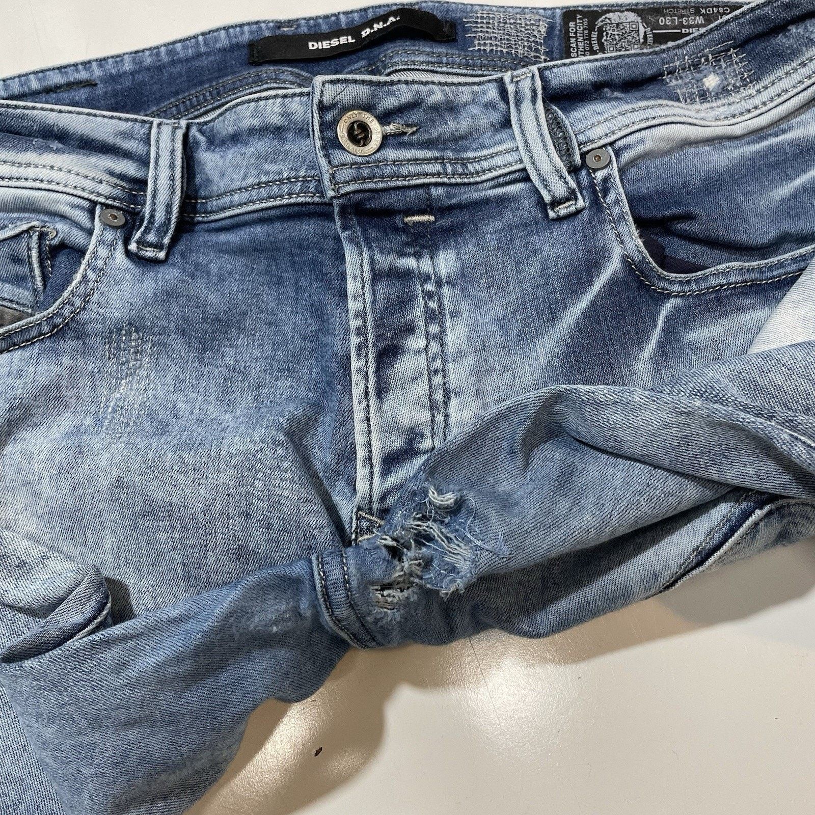 Diesel Diesel Jeans Men’s Blue Denim Sleenker Skinny *Flawed 33x30 Size US 33 - 2 Thumbnail