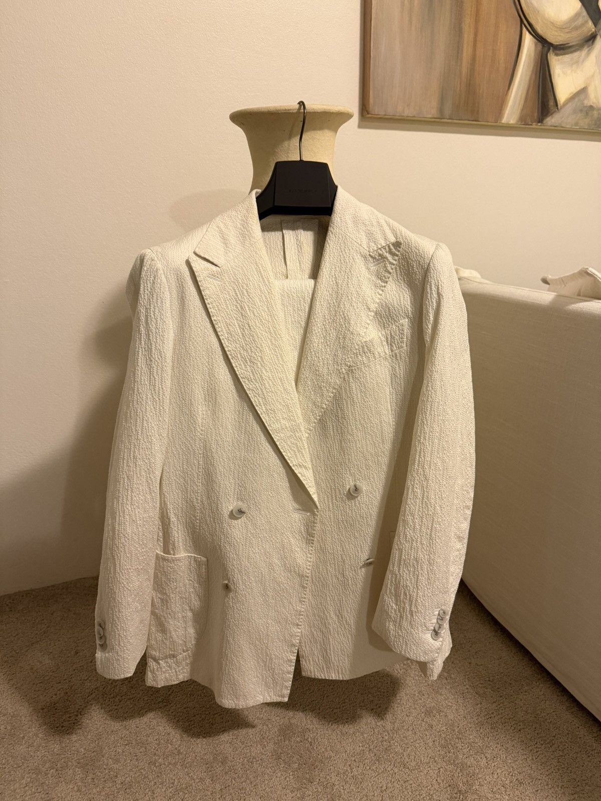 Suitsupply Suitsupply Cotton Seersucker Suit - White Size 46R - 1 Thumbnail