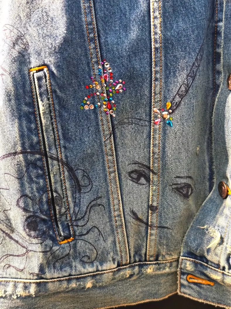 Balenciaga Balenciaga Rhinestone graffiti distressed hooded denim jac Size US M / EU 48-50 / 2 - 4 Thumbnail