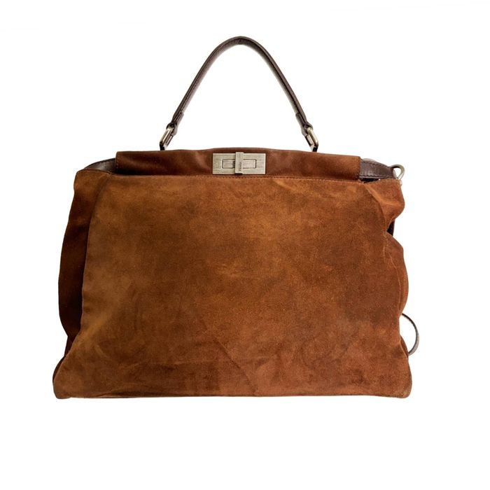 Fendi Peekaboo Brown Suede Leather Tote | Grailed