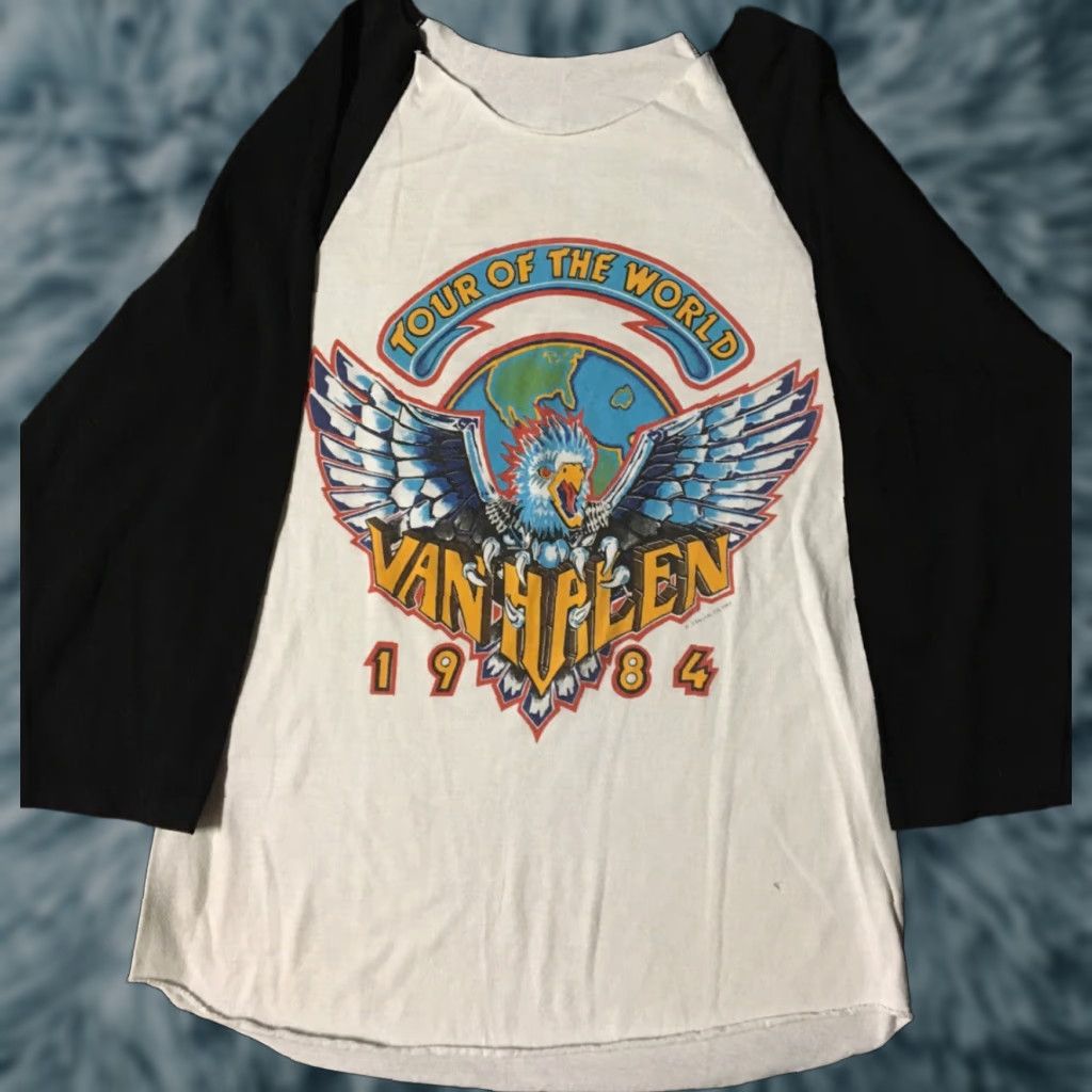 Vintage VINTAGE Van Halen World Tour Distress Shirt S M 1984 Rock Graphic Tee White 3/4 Sleeve Mens Size US S / EU 44-46 / 1 - 1 Thumbnail