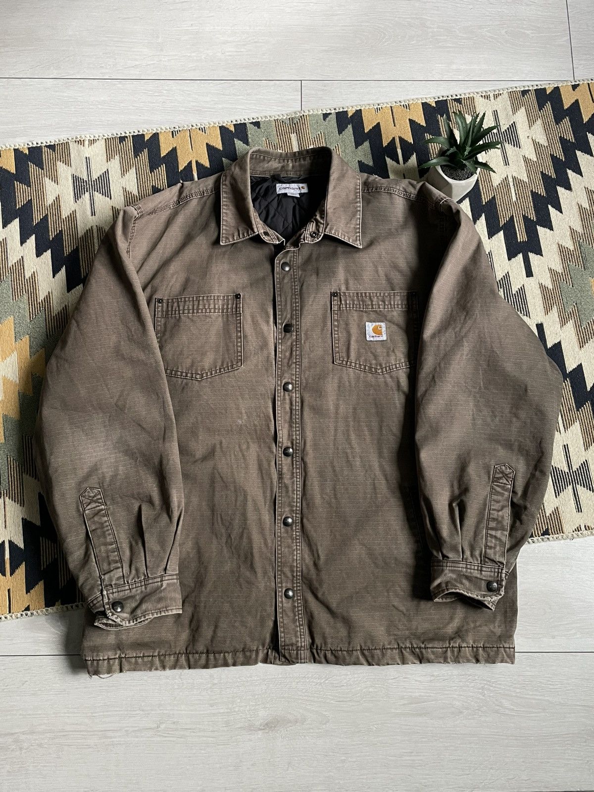 Carhartt Vintage Carhartt Detroit Style Brown Y2K Distressed Jacket Size US XL / EU 56 / 4 - 6 Thumbnail