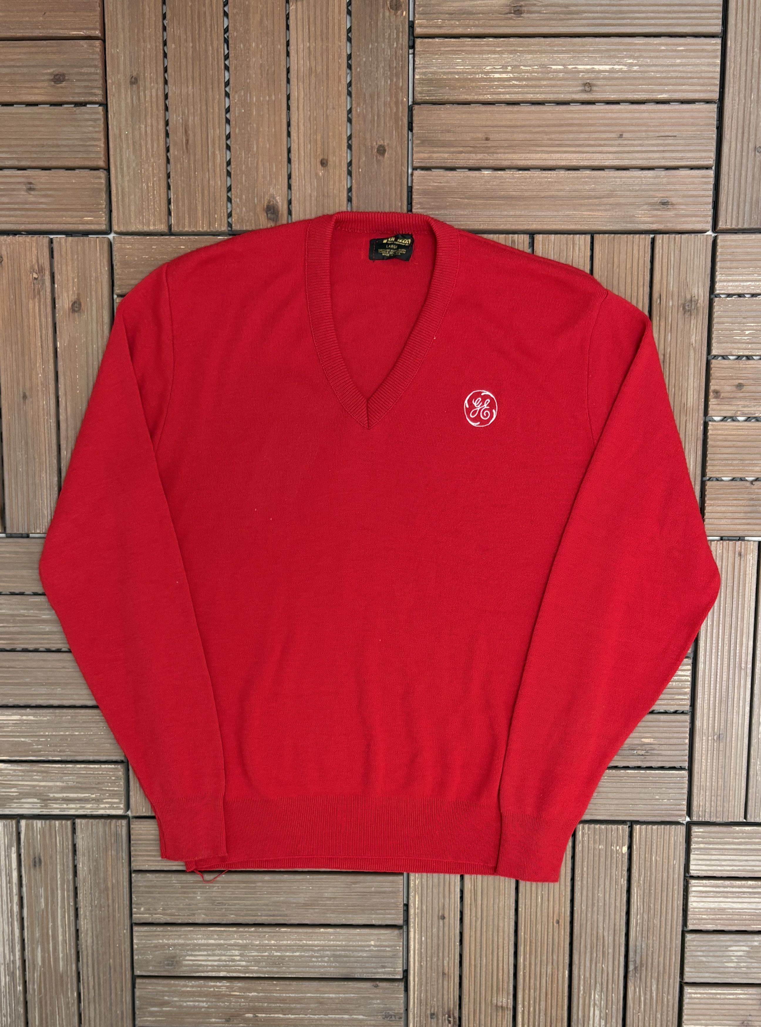 Vintage General Electric Vintage Red Knit Sweater Size US L / EU 52-54 / 3 - 1 Thumbnail