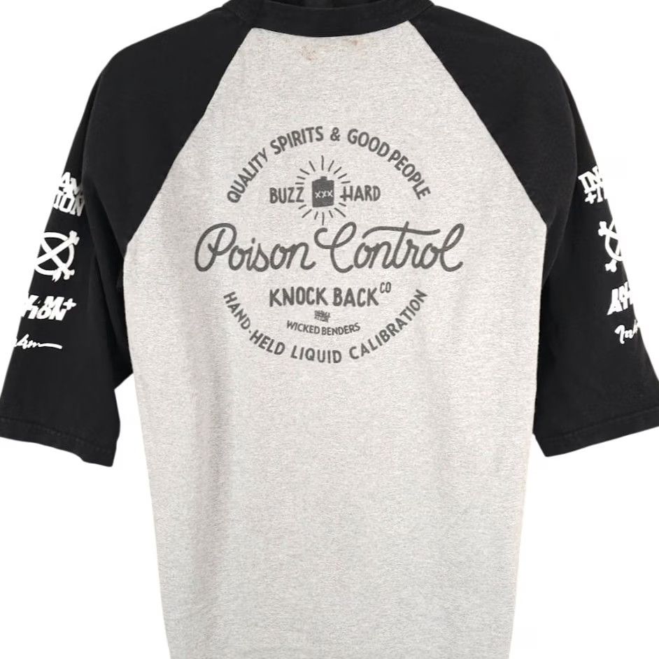 Vintage In4mation T Shirt Mens XL Gray Black Poison Control Knock Back Raglan Tee Size US XL / EU 56 / 4 - 5 Thumbnail