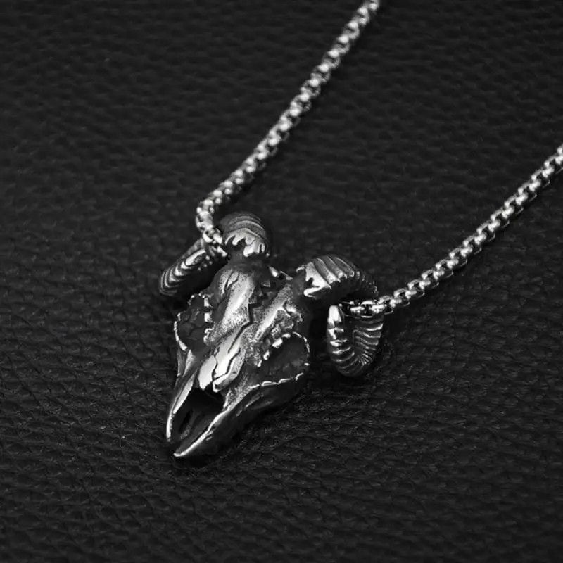 Streetwear Lamb Head Skull Pendant Necklace Grailed