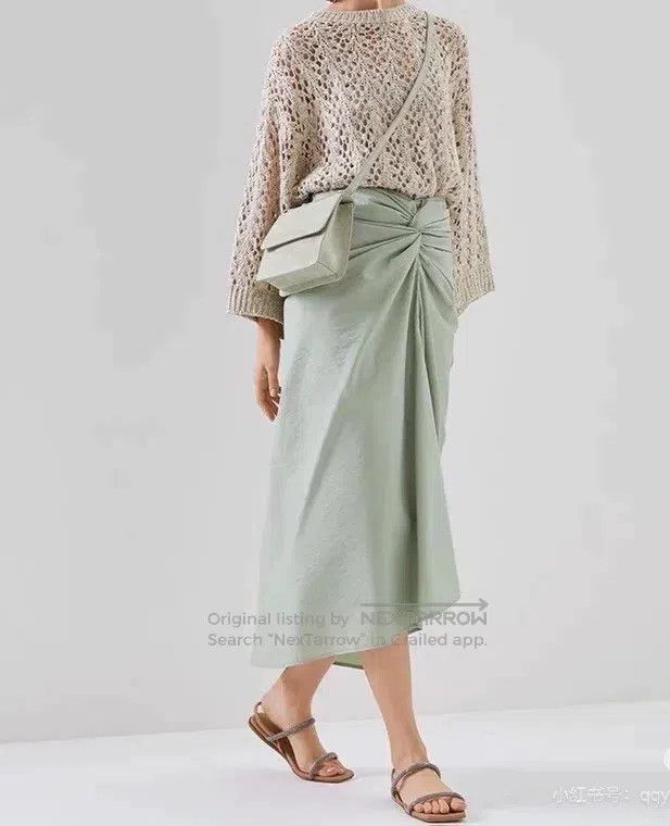 Brunello Cucinelli Brunello Cucinelli Green pleated midi skirt Size 26" / US 2 / IT 38 - 2 Thumbnail