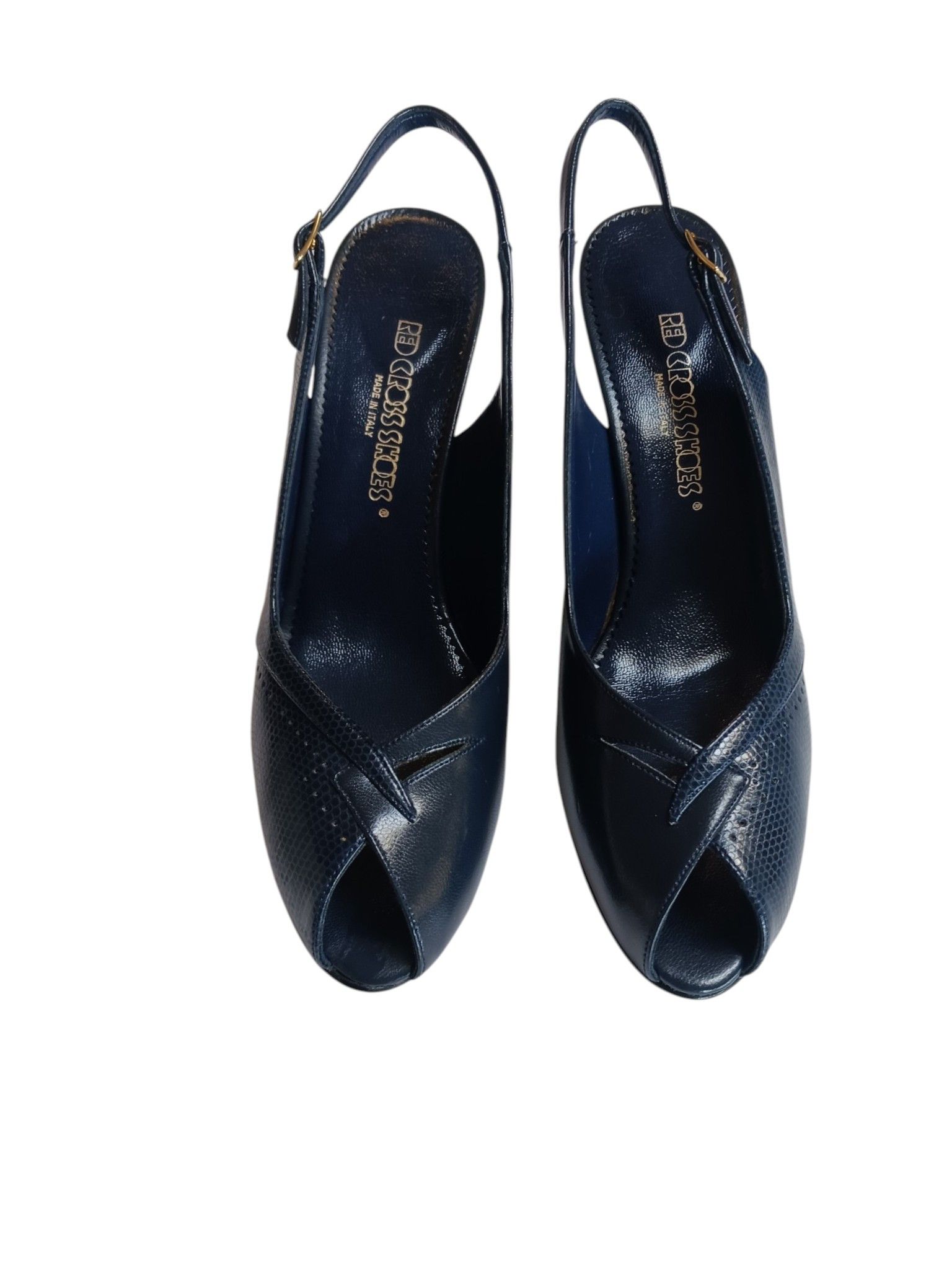 Vintage Vintage NWT Italian Blue Leather Slingback Kitten Heels Size US 8.5 / IT 38.5 - 4 Thumbnail