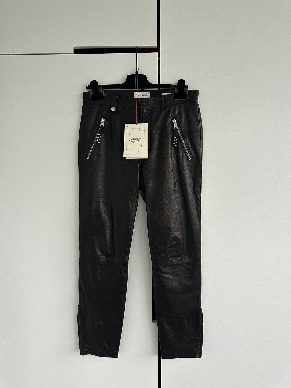 image of Alexander Mcqueen Ss19 Leather Biker Pants Black, Men's (Size 30)