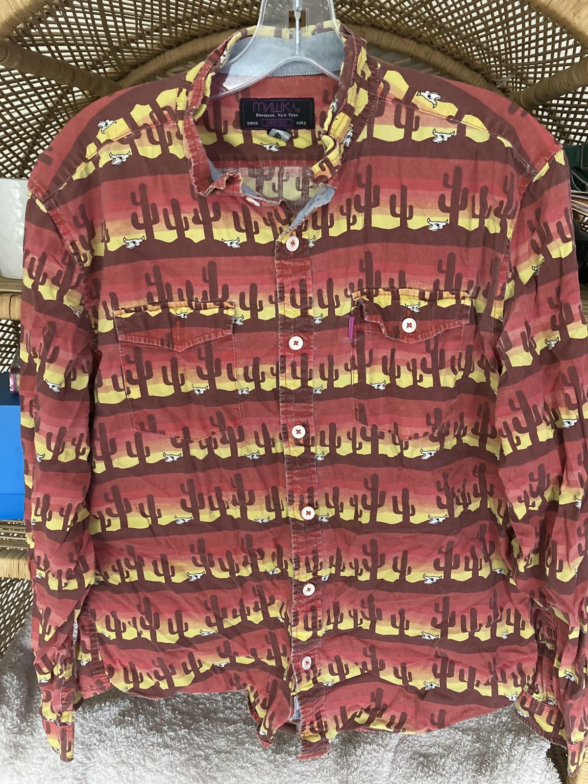 image of Mishka Desert Sessions Cactus Buttonup in Red, Men's (Size Medium)
