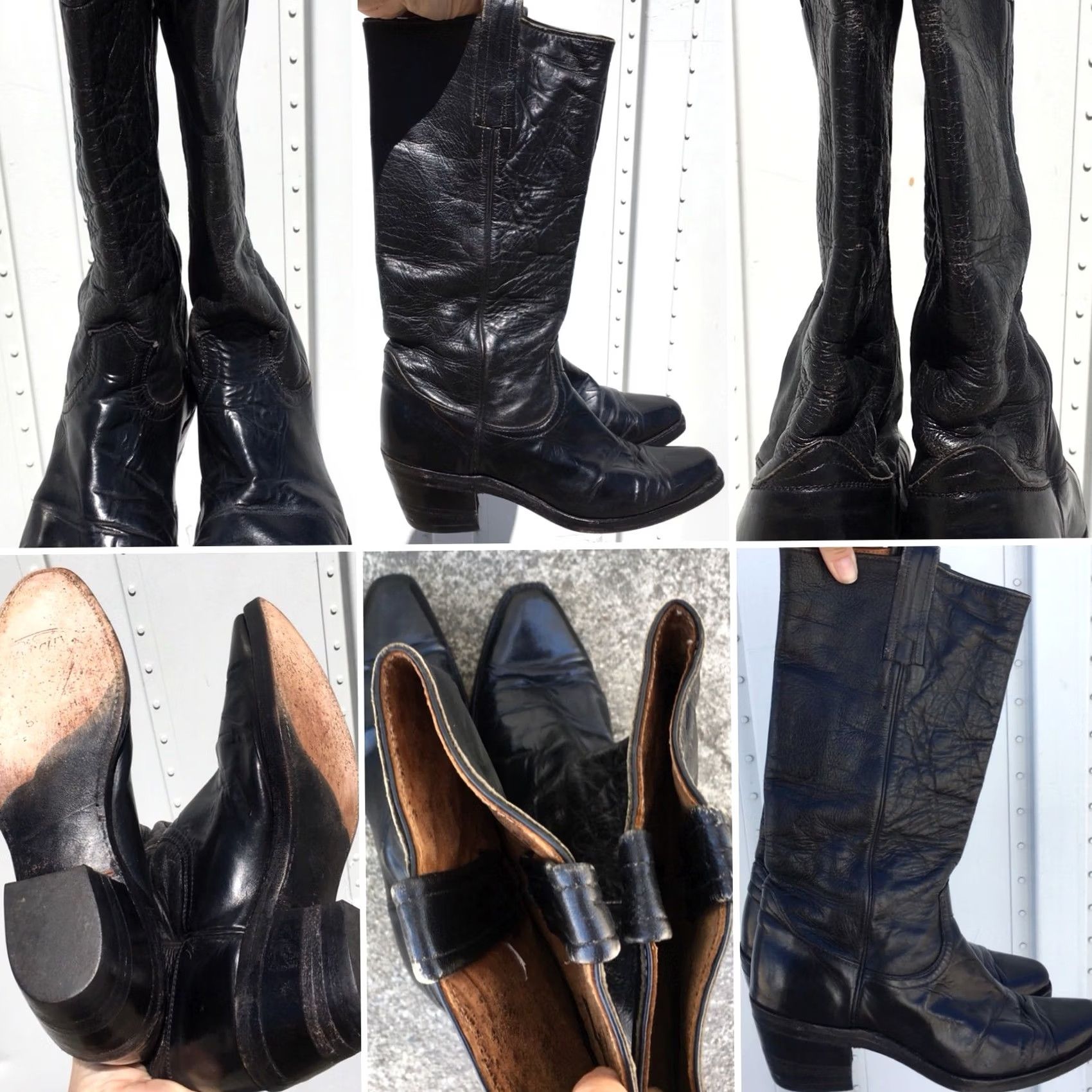 Frye VINTAGE Frye Boots Western Cowboy Leather Made In USA 6 1/2 E 9M14076 Black Mens Women’s Size US 7 / EU 40 - 5 Thumbnail