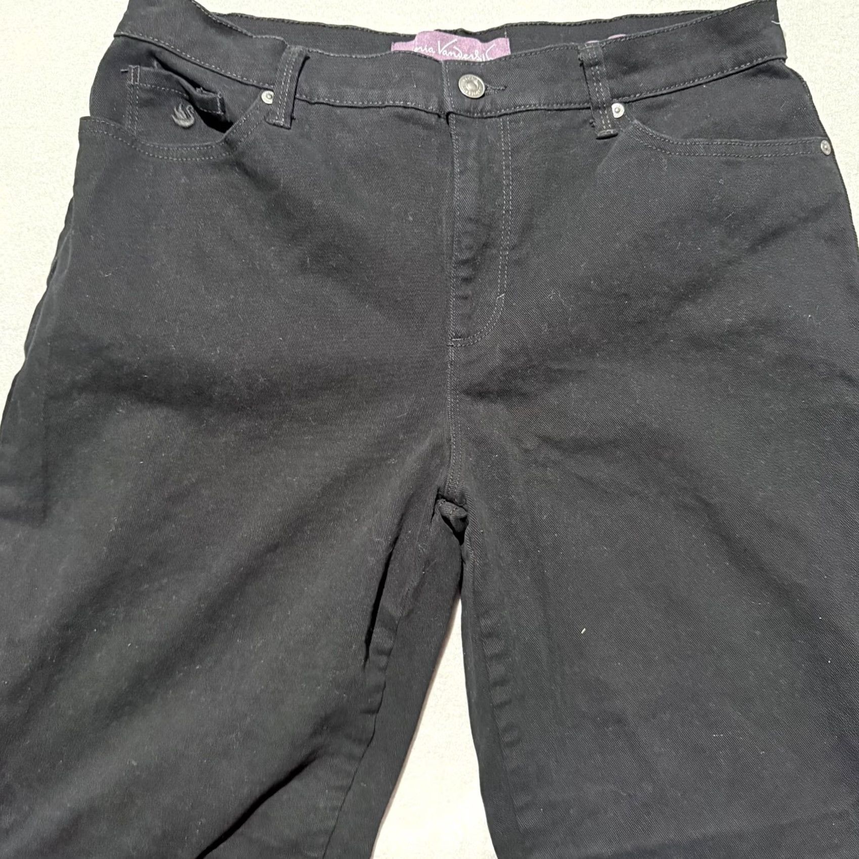 Gloria Vanderbilt Gloria Vanderbilt Amanda Jeans Womens Black Denim Stretch Mid Rise Straight - 12 Size 34" / US 12 / IT 48 - 3 Thumbnail